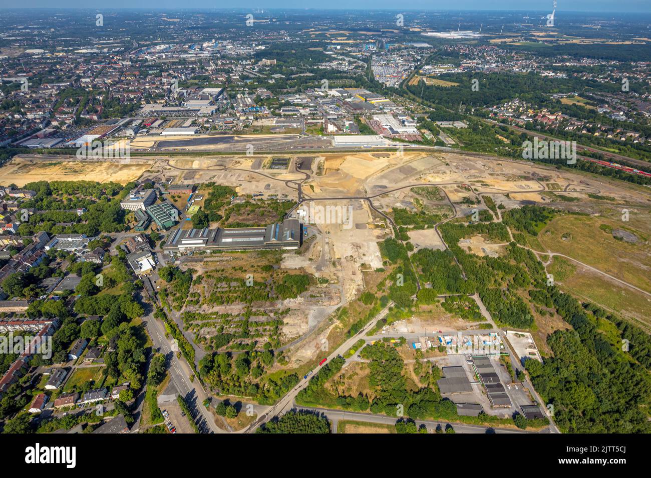 Luftaufnahme, Baustelle an der ehemaligen Westfalenhütte, Borsigplatz, Dortmund, Ruhrgebiet, Nordrhein-Westfalen, Deutschland, Gebäudebereich, Buildin Stockfoto