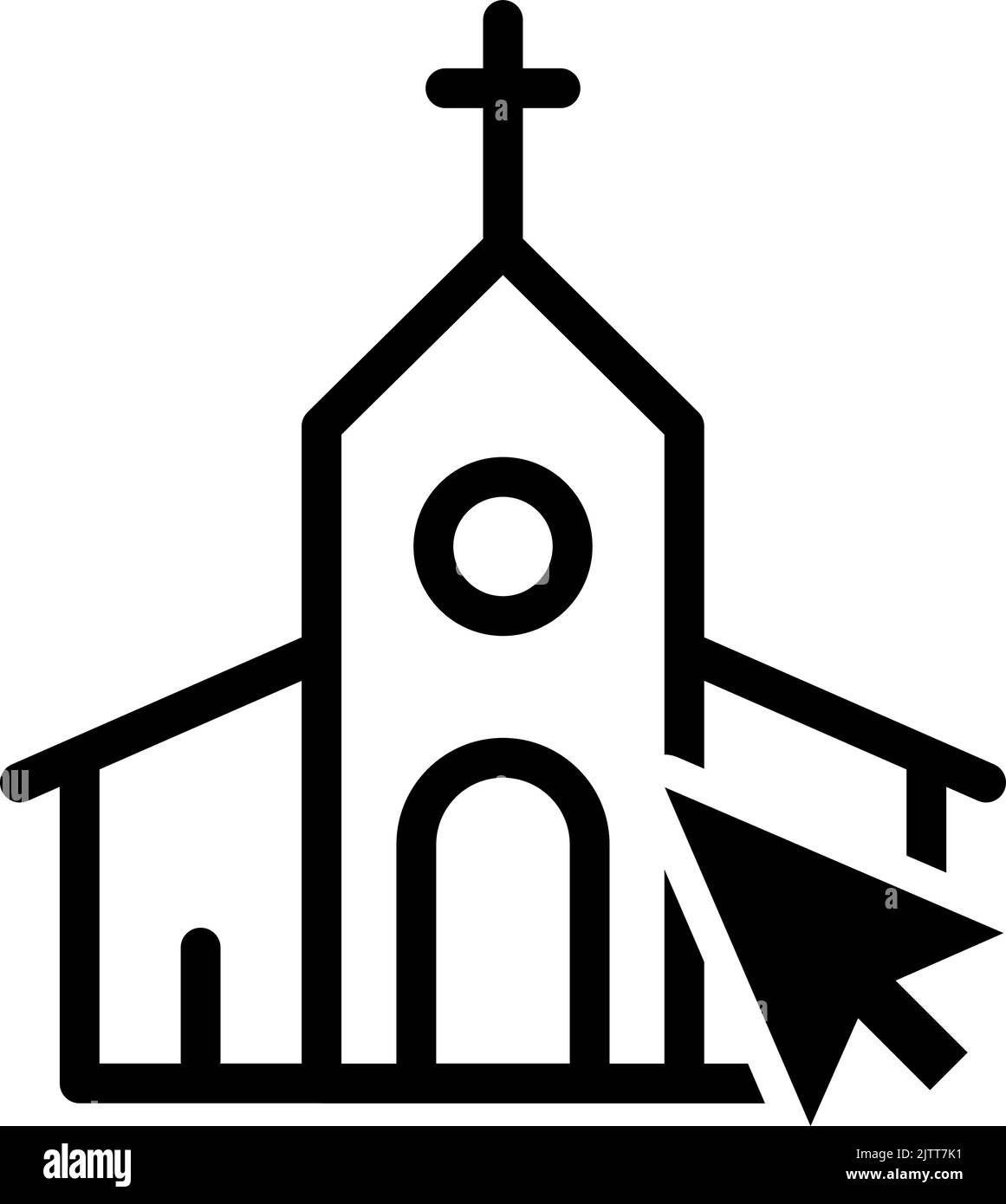 Kapelle Medien mit Cursor flach Vektor-Symbol. Online-Übersetzung christian Kirche Rundfunk-Service Streaming-Video für Apps und Websites Stock Vektor