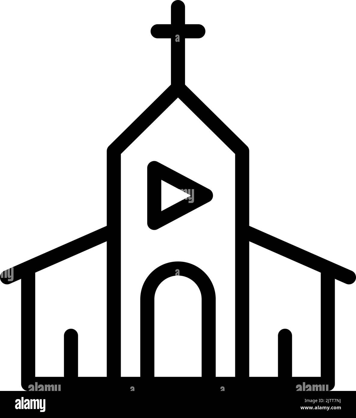 Online-Übersetzung christian Kirche Service Streaming-Video, Kapelle Medien flache Vektor-Symbol für Apps und Websites Stock Vektor