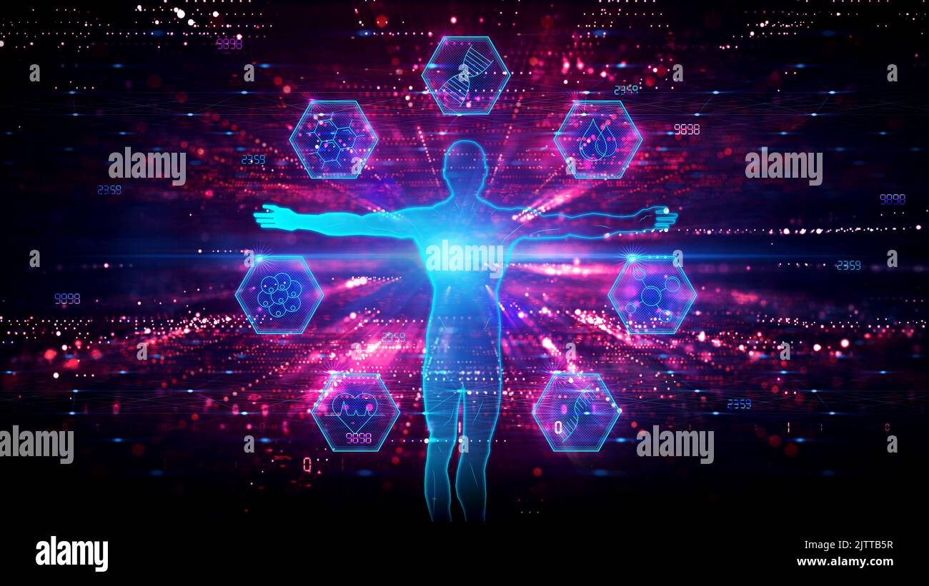 Biomarker-Entdeckung für diagnostische und prognostische Zwecke - Neue Fortschritte in der Präzisions- und Personalisierten Medizin - konzeptionelle Illustration Stockfoto