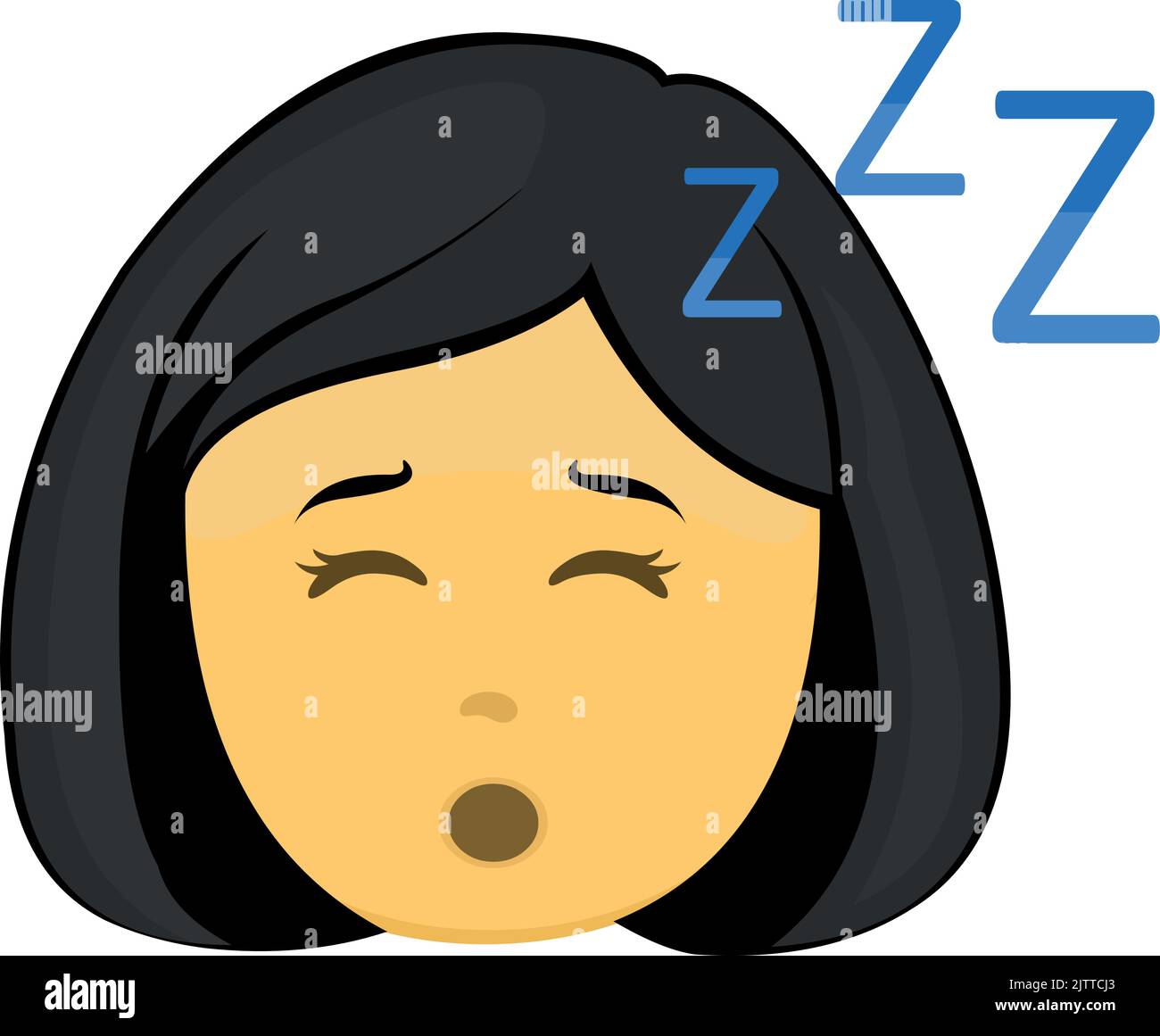 Vektor-Illustration der gelben Frau emoji schlafen Stock Vektor