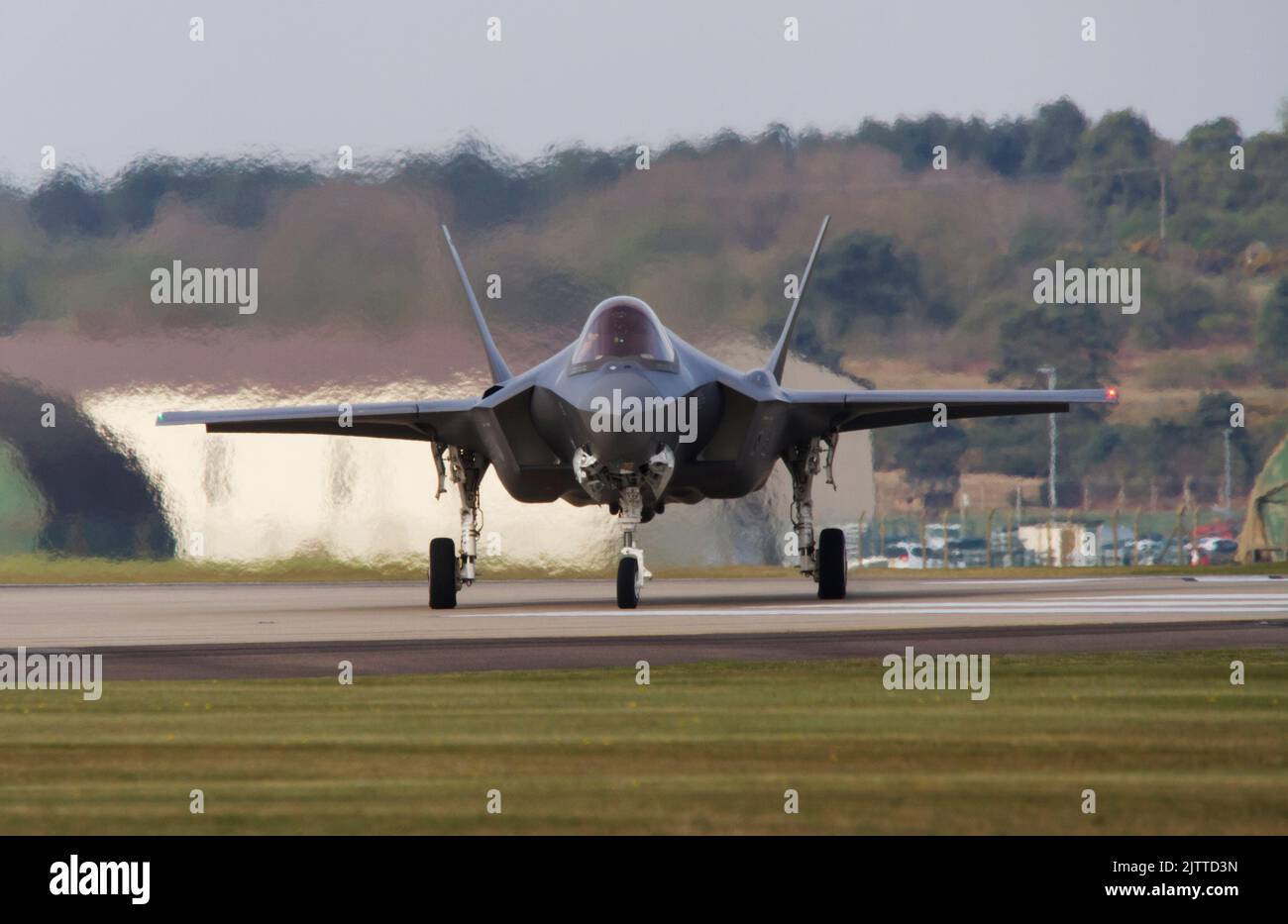 USAFE F35-A Lightning 2, Landung und Rolling bei RAF Lakenheath, 1.. Juni 2022 Stockfoto