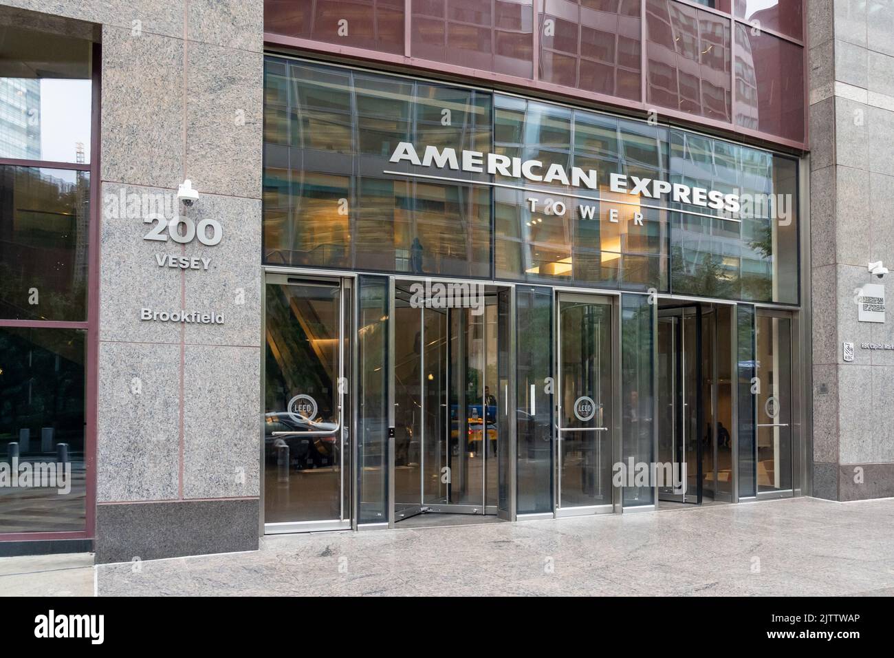 New York City, NY, USA - 22. August 2022: American Express Hauptsitz in New York City. Stockfoto