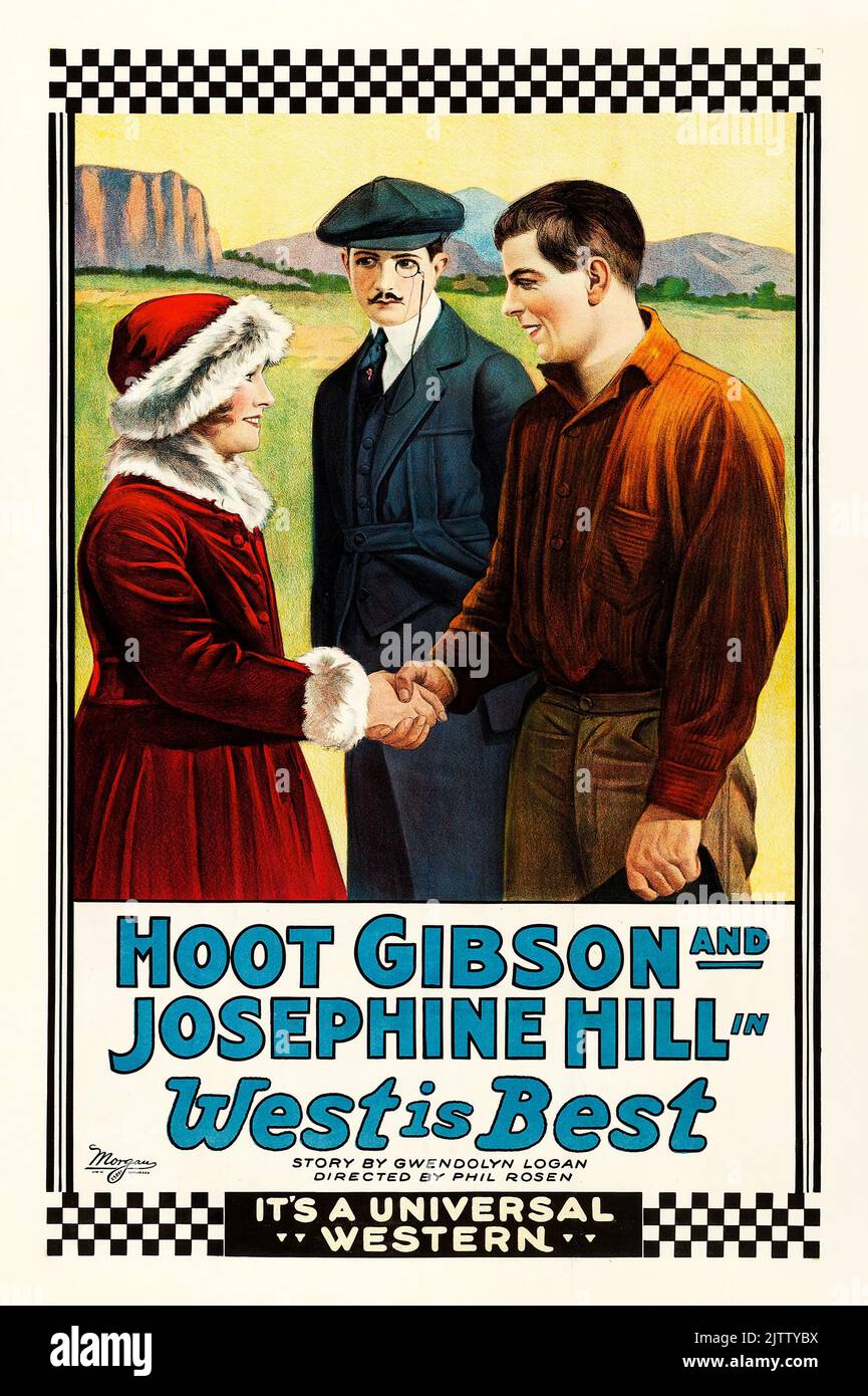 Vintage Filmplakat - Western - Hoot Gibson und Josephine Hill - West is Best (Universal, 1920) Western Stockfoto