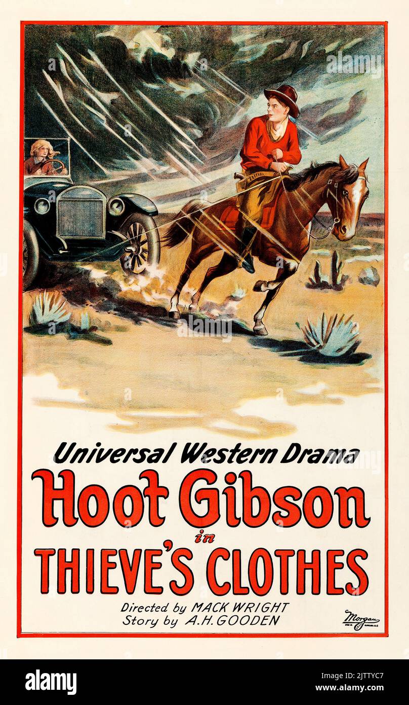 Vintage Filmplakat - Western - Hoot Gibson - Diebe' Clothes (Universal, 1920) Stockfoto