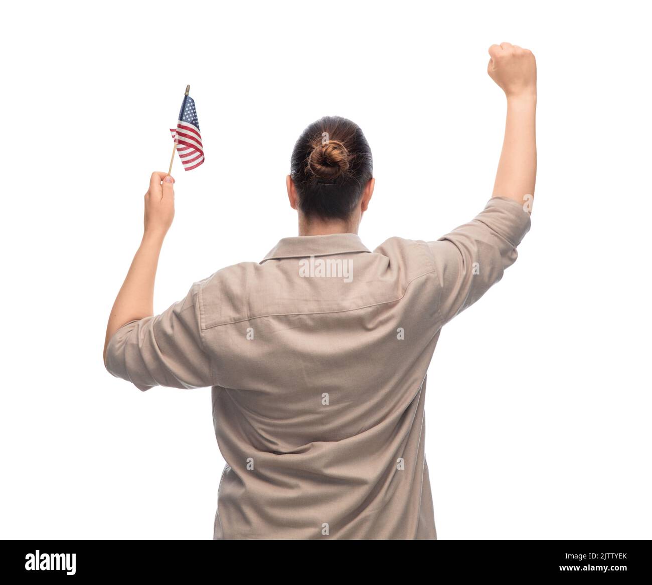 Frau mit Flagge der vereinigten Staaten von amerika Stockfoto