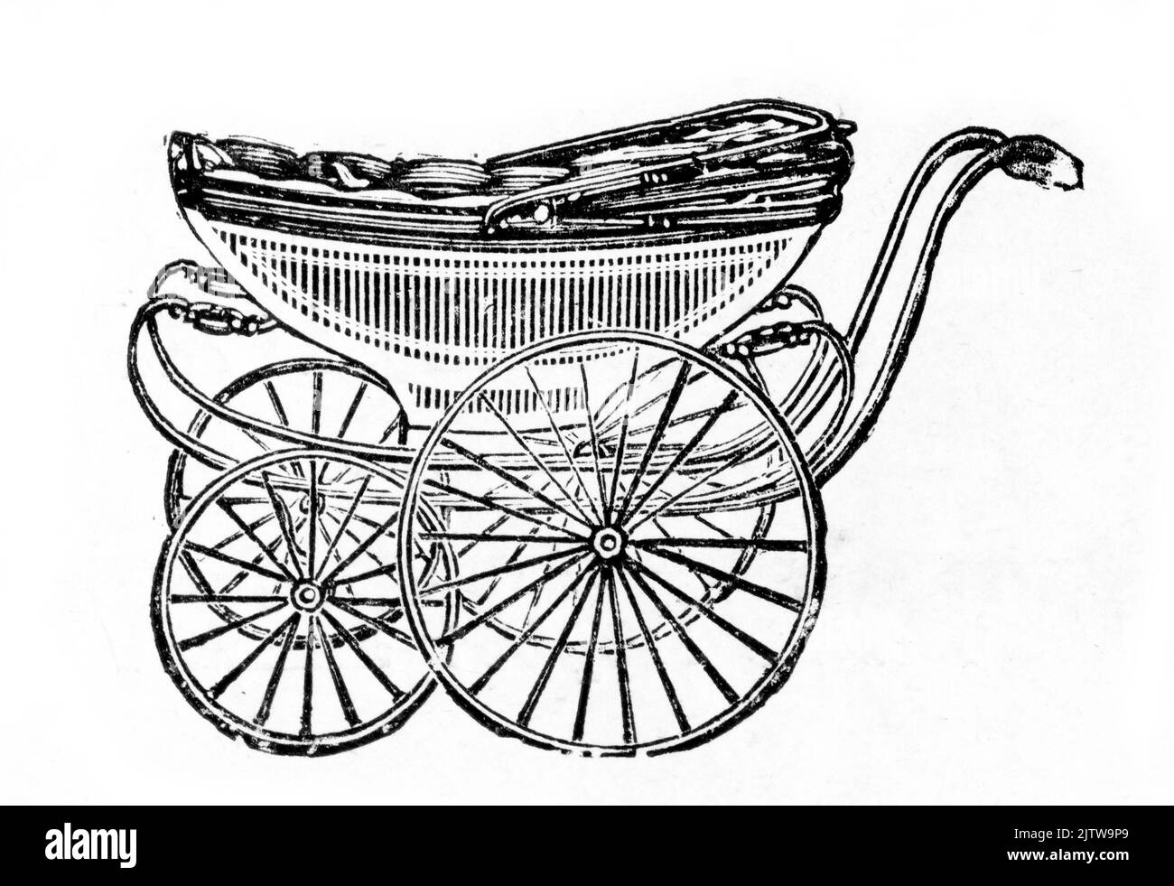 Gravur der Werbung für einen Kinderwagen im Jahr 1896 Stockfoto