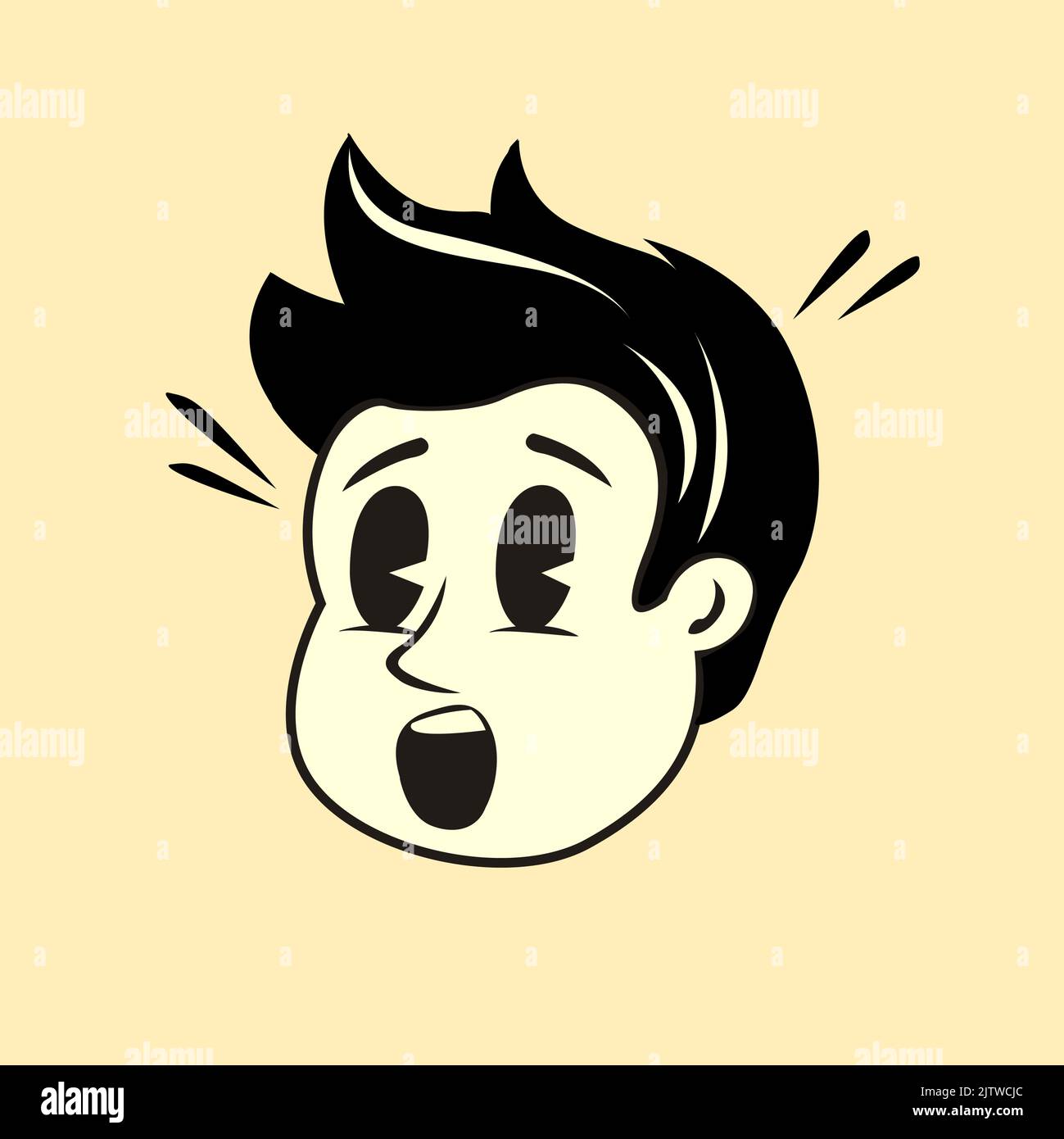 Ein schockiert aussehende vintage männlichen Gesicht Zeichentrickfigur. Vektorgrafik Stock Vektor