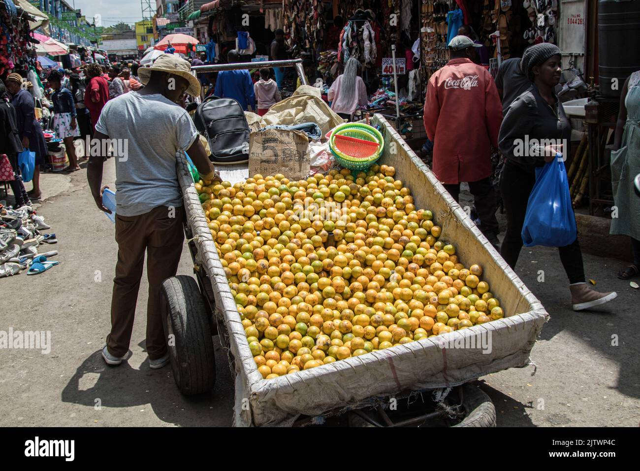Nakuru, Kenia. 01. September 2022. Ein Händler verkauft Orangen in einer Straße in der Nähe eines Lebensmittelmarktes in Nakuru Town. Die Inflation in Kenia stieg im August, dem Monat, in dem die Parlamentswahlen stattfanden, auf 8,5 %, wobei die Nahrungsmittelinflation bei 15,3 % lag. Der Anstieg ist seit März 2022 im Aufwärtstrend. (Foto von James Wakibia/SOPA Images/Sipa USA) Quelle: SIPA USA/Alamy Live News Stockfoto