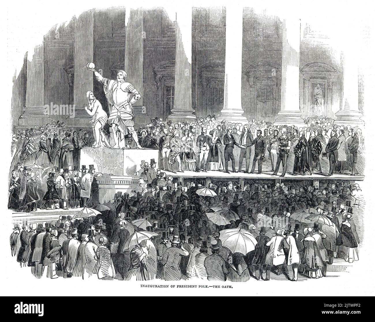 Die Einweihung von James K. Polk, wie in den Illustrated London News, v. 6, 19. April 1845, gezeigt Stockfoto