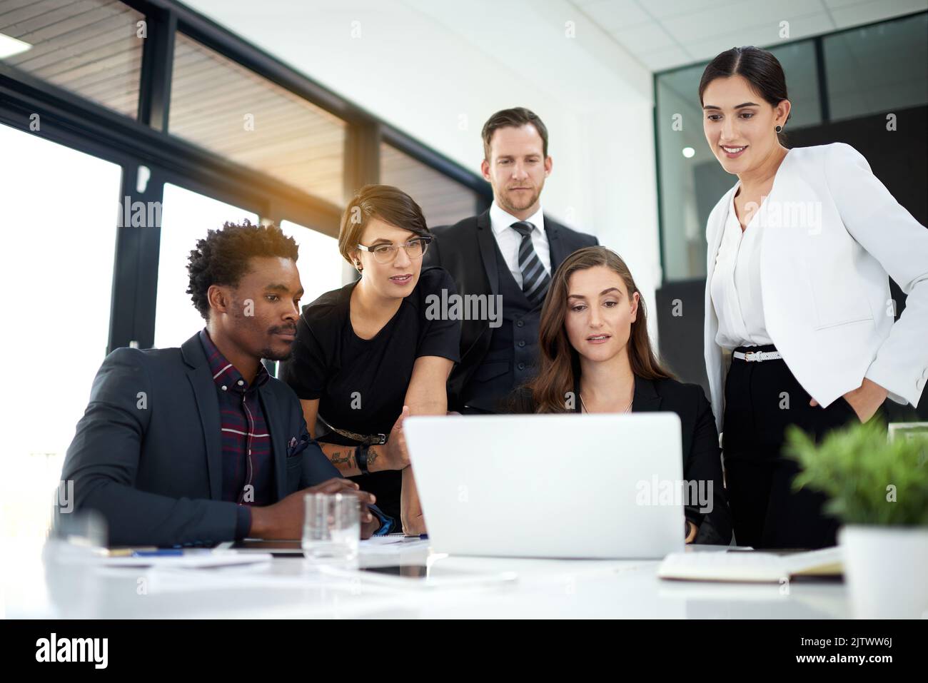 Eine Gruppe von Geschäftskollegen trifft sich im Sitzungssaal. Stockfoto