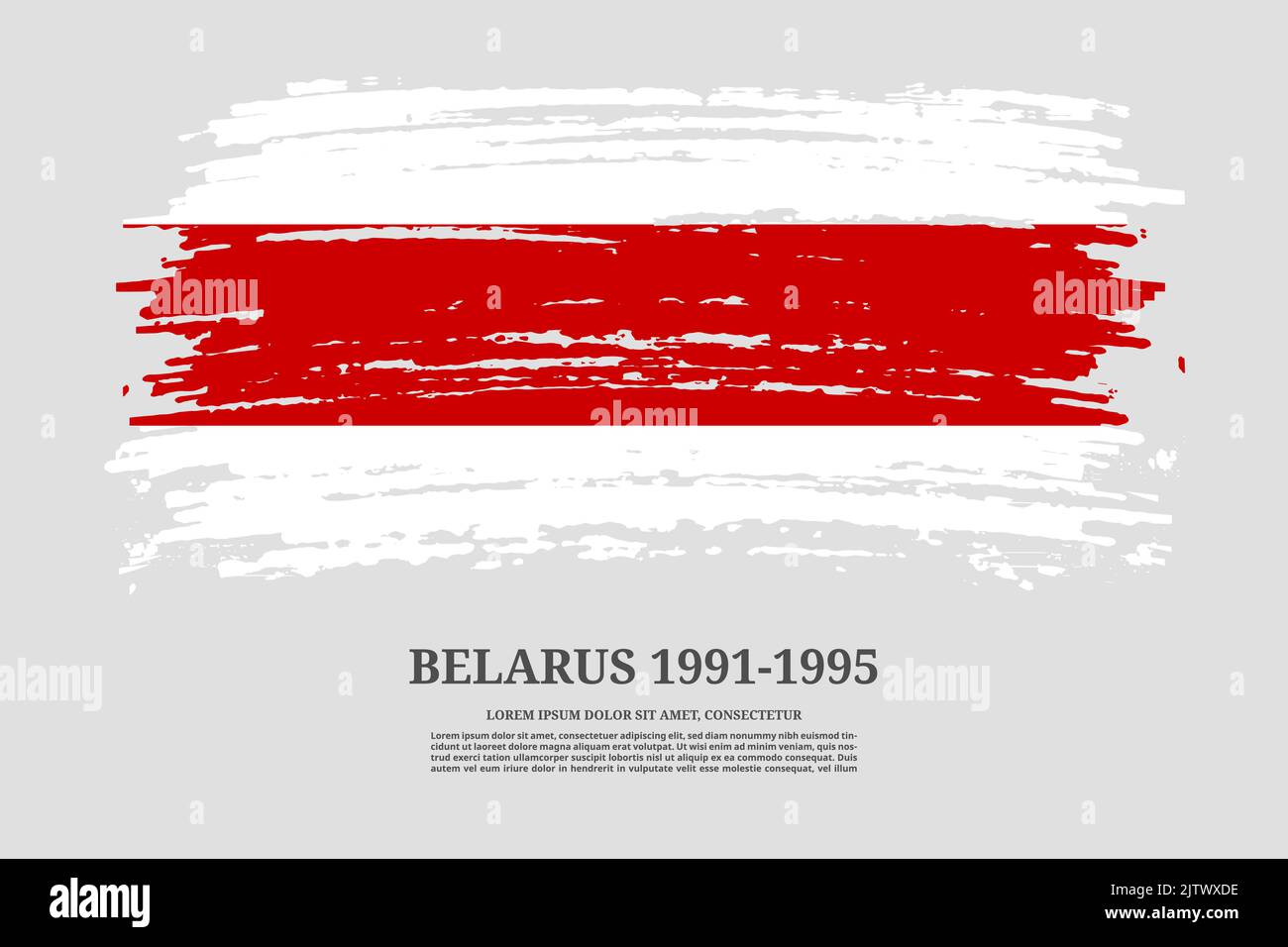 Belarus Flagge in 1991-1995 Flagge mit Pinselstrich-Effekt und Informationstextplakat, Vektor-Hintergrund Stock Vektor