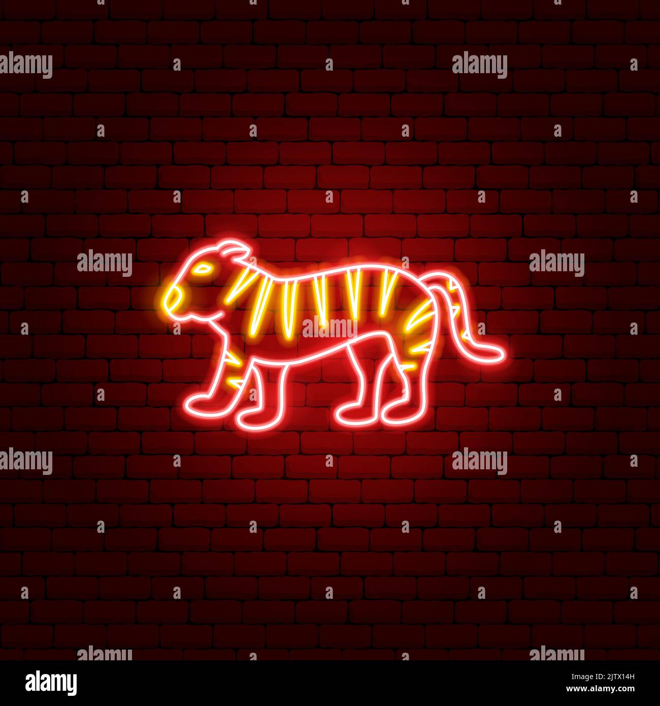 Tiger Chinese Zodiac Neon Stock Vektor