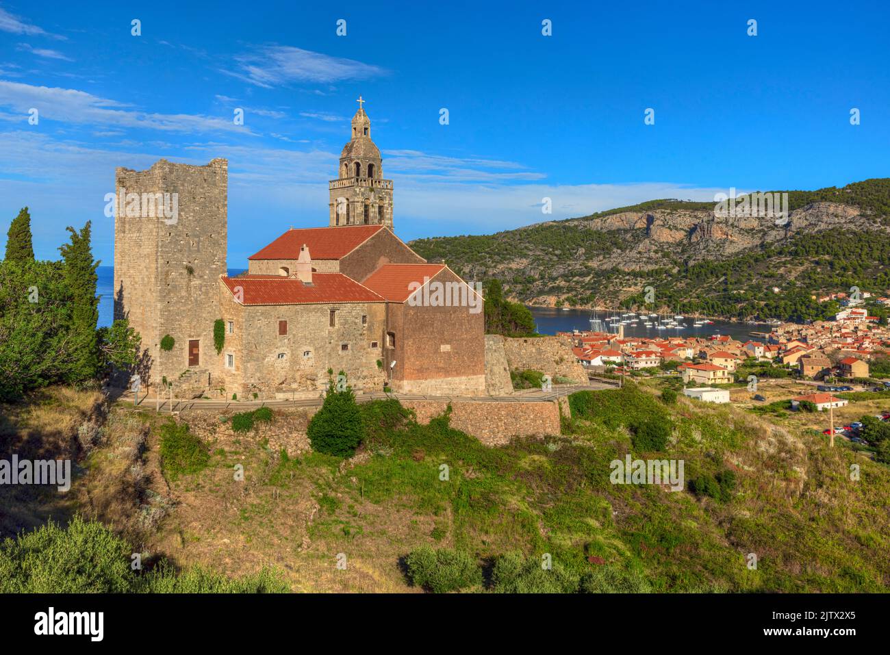 St. Nikolaus Kirche, Komiza, Vis, Dalmatien, Kroatien Stockfoto
