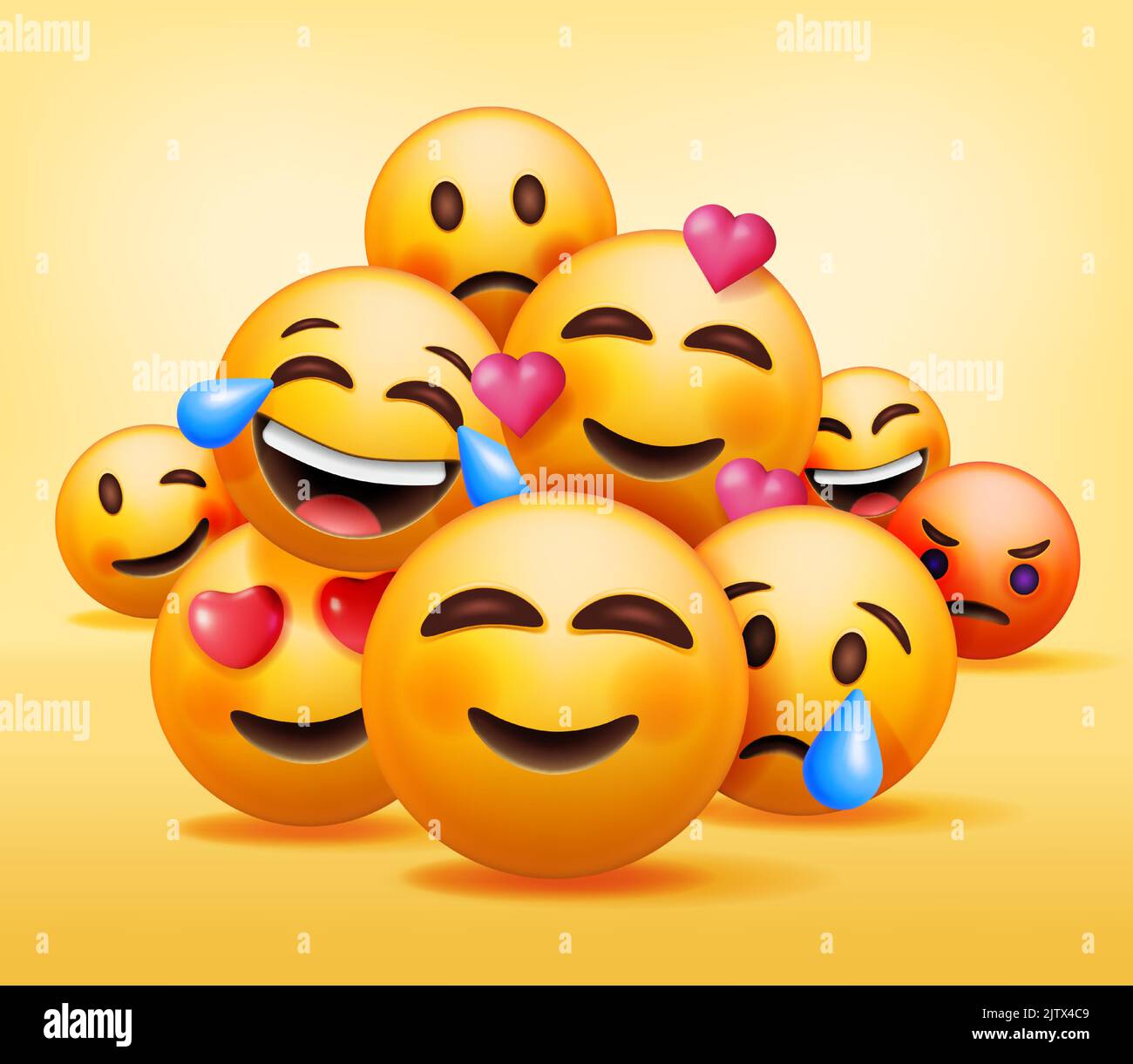 3D Satz Emoticons isoliert Stock Vektor