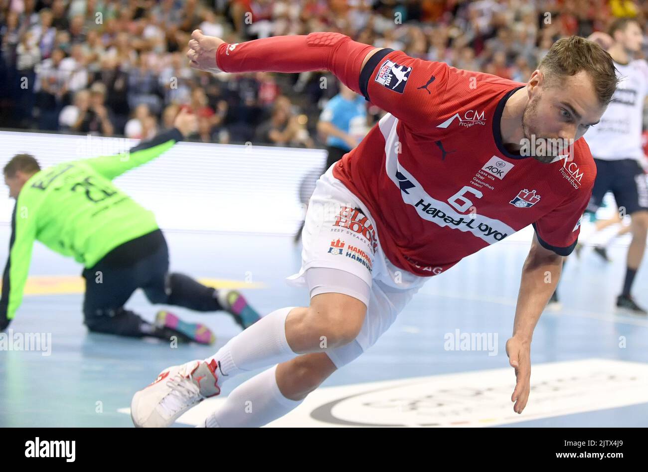 Hamburg, Deutschland. 01. September 2022. Handball: Bundesliga, HSV Hamburg - SG Flensburg-Handewitt in der Barclays Arena. Casper Mortensen (HSV Handball). Quelle: Michael Schwartz/dpa/Alamy Live News Stockfoto