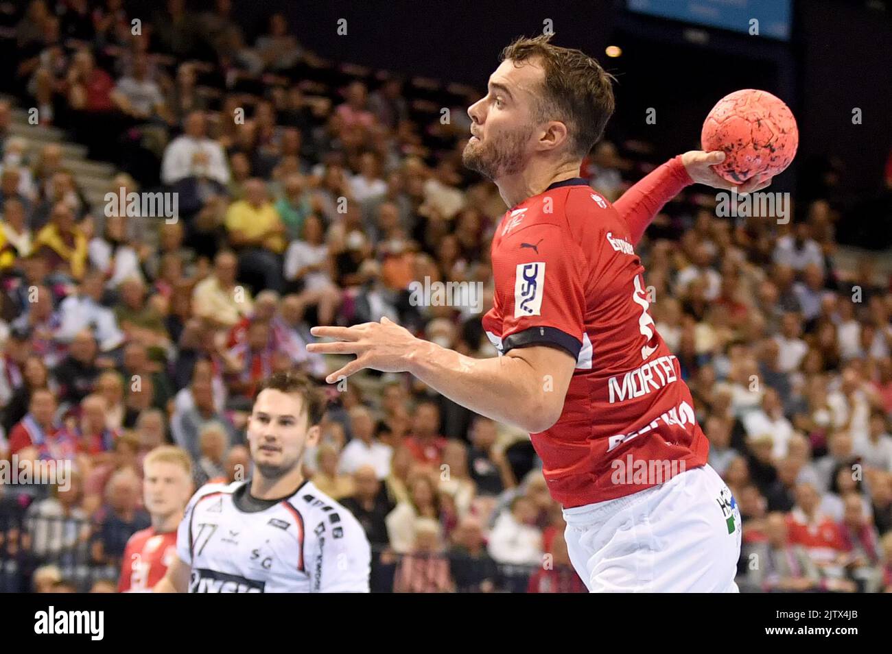 Hamburg, Deutschland. 01. September 2022. Handball: Bundesliga, HSV Hamburg - SG Flensburg-Handewitt in der Barclays Arena. Casper Mortensen (HSV Handball). Quelle: Michael Schwartz/dpa/Alamy Live News Stockfoto