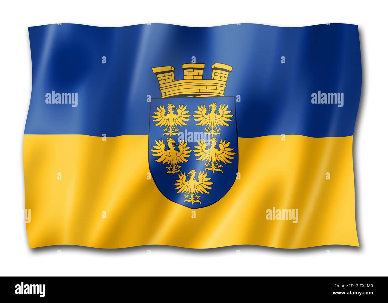 Untere österreichische Landesflagge, Österreich winkende Bannerkollektion. 3D Abbildung Stockfoto