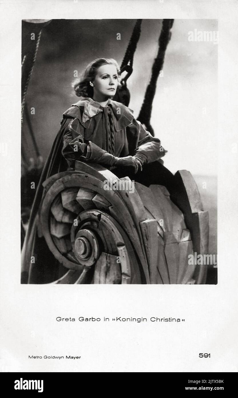 Greta Garbo in Queen Christina (1933) Holländische Postkarte, Nr. 591. Foto von Clarence Sinclair Bull Werbefoto. Stockfoto