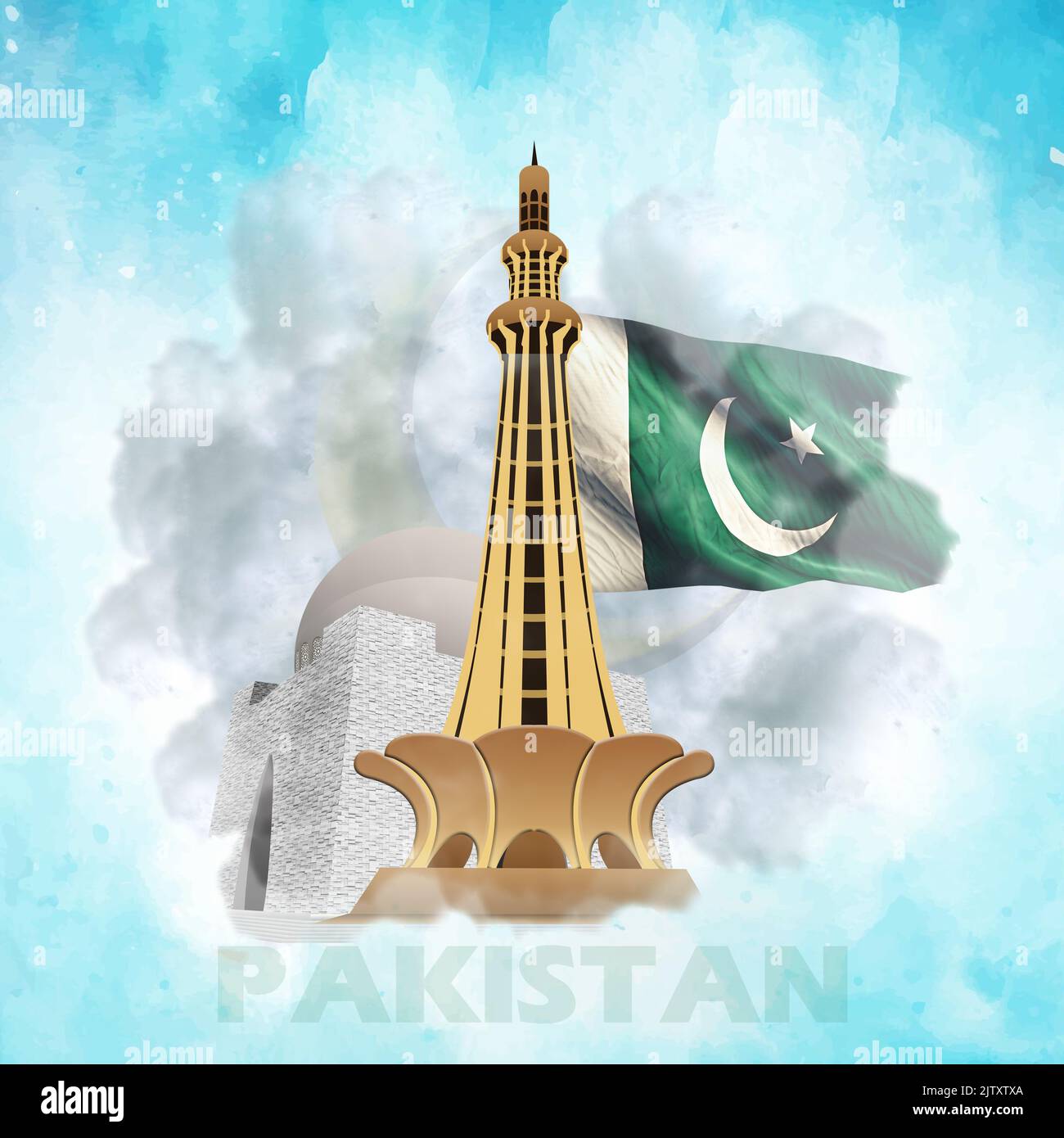 pakistans Unabhängigkeitstag 14. august pakistan Tag Feier neues Illustration Poster Design Stockfoto