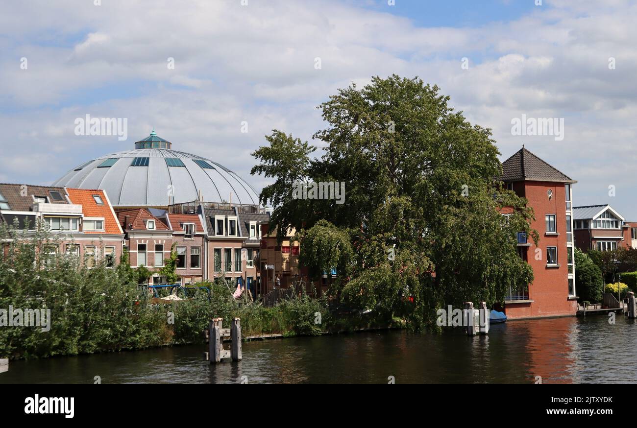 Wunderschöner Blick auf die holländische Stadt. Haarlem, Niederlande. Sommer in Europa. Holländische Architektur Foto. Stockfoto