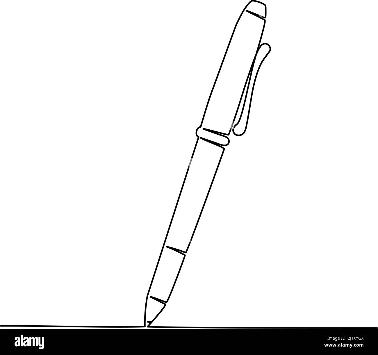 Kontinuierliche, einzeilige Zeichnung des Stifts. Vektorgrafik Stock Vektor