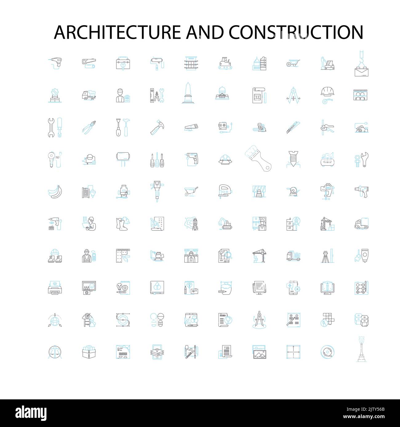 Architektur und Konstruktion Ikonen, Schilder, Umrisssymbole, Konzept lineare Illustration Linie Sammlung Stock Vektor