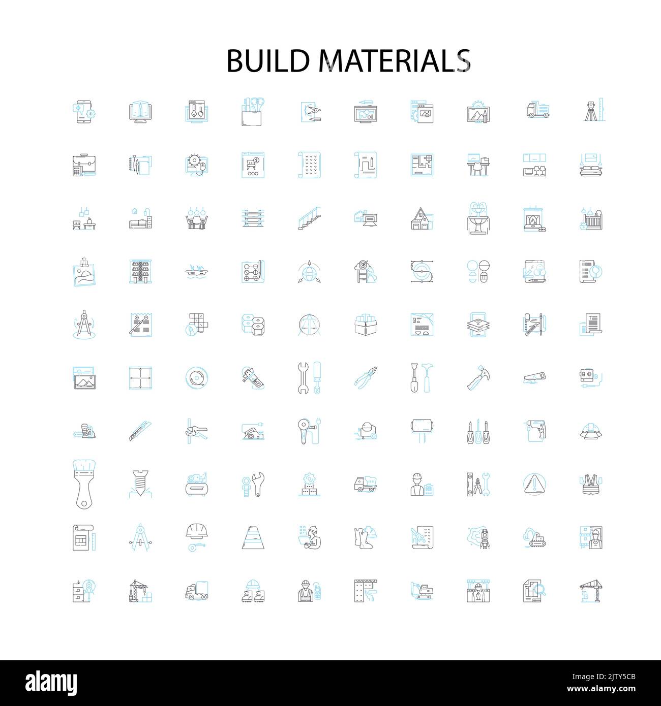 Bauen Materialien Symbole, Schilder, Umrisssymbole, Konzept lineare Illustration Linie Sammlung Stock Vektor