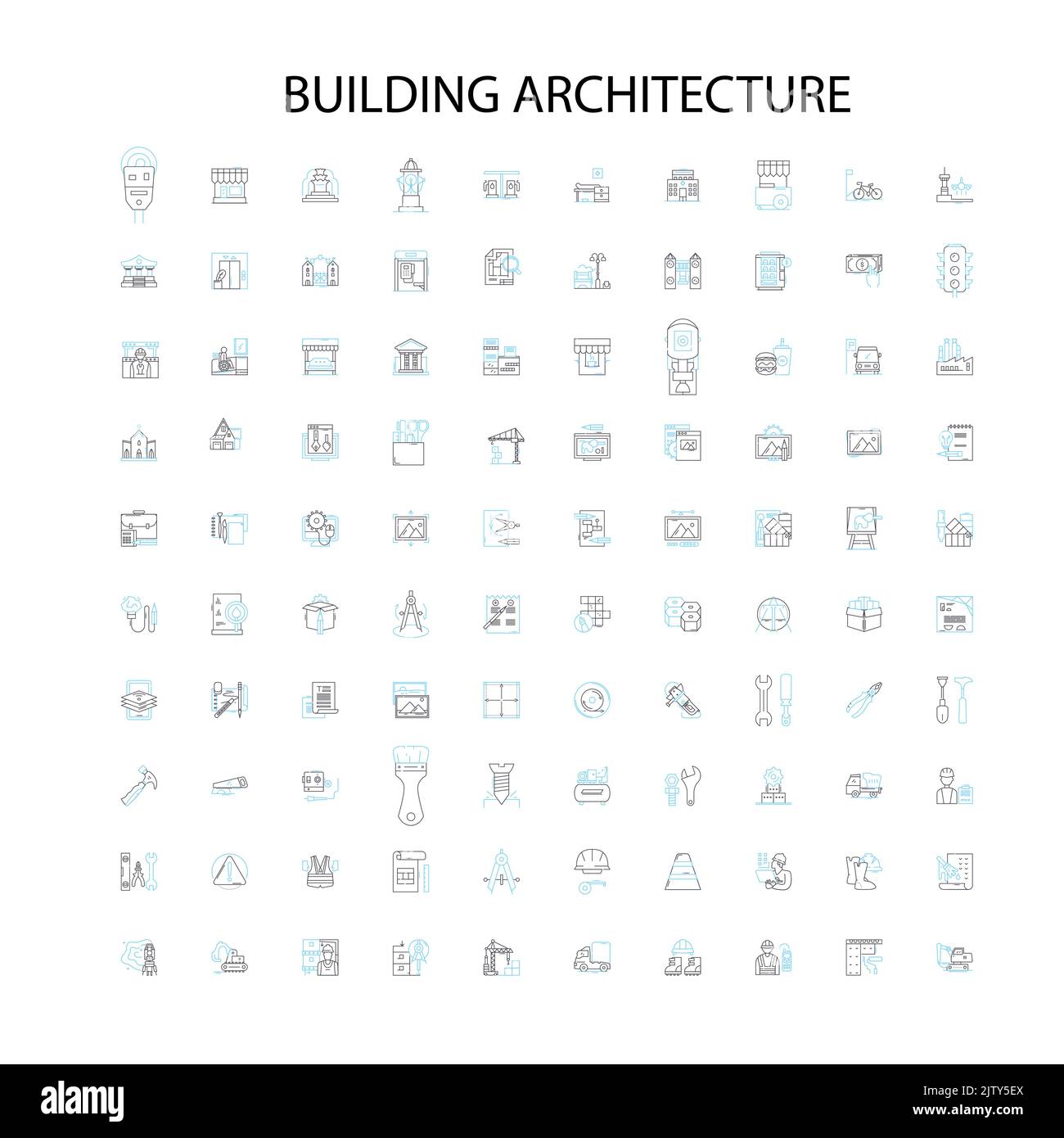 Gebäude Architektur Symbole, Schilder, Umrisssymbole, Konzept lineare Illustration Linie Sammlung Stock Vektor