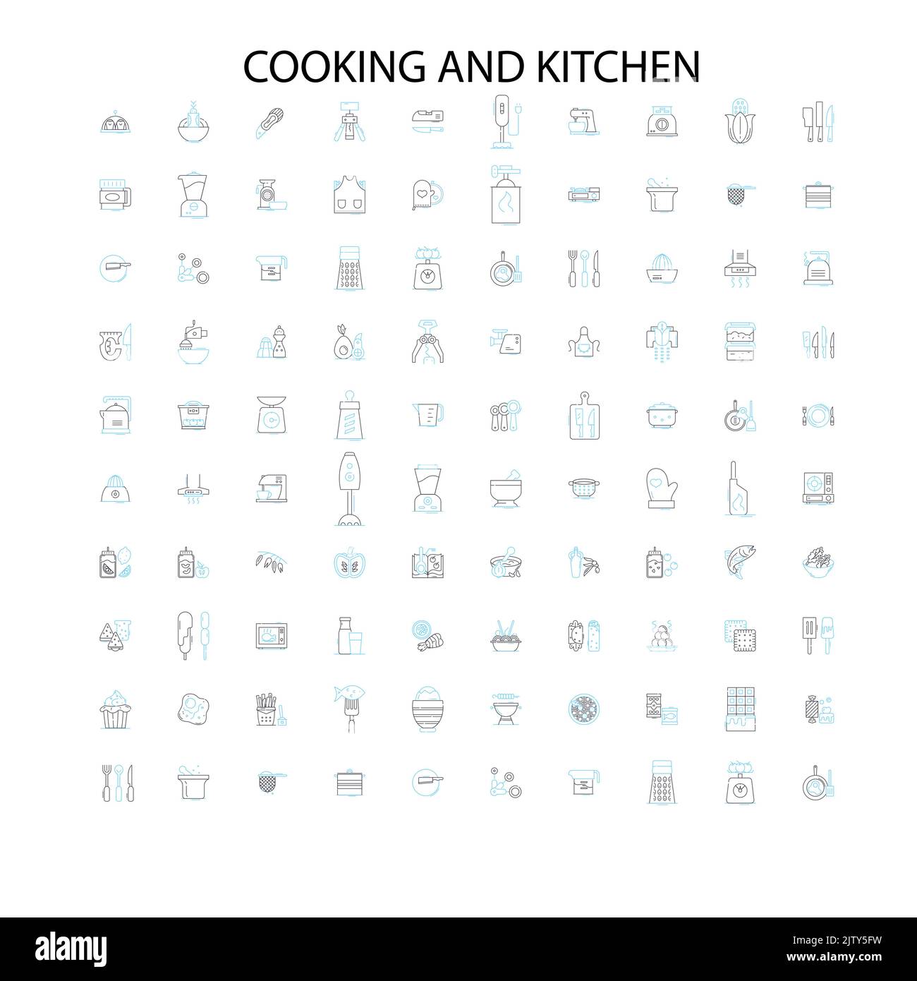 Kochen und Küche Symbole, Schilder, Umrisssymbole, Konzept lineare Illustration Linie Sammlung Stock Vektor