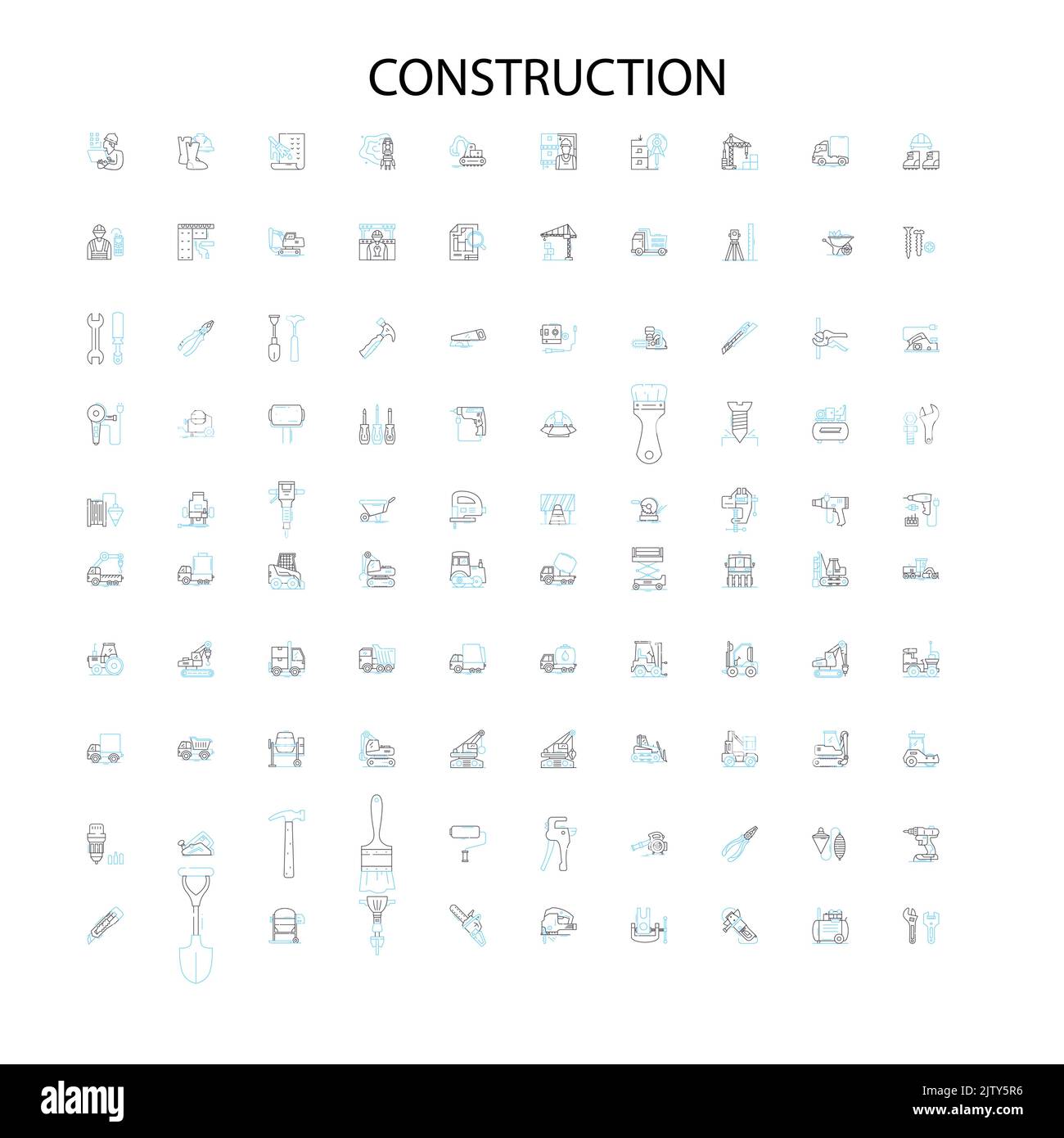 Bau Symbole, Schilder, Umrisssymbole, Konzept lineare Illustration Linie Sammlung Stock Vektor