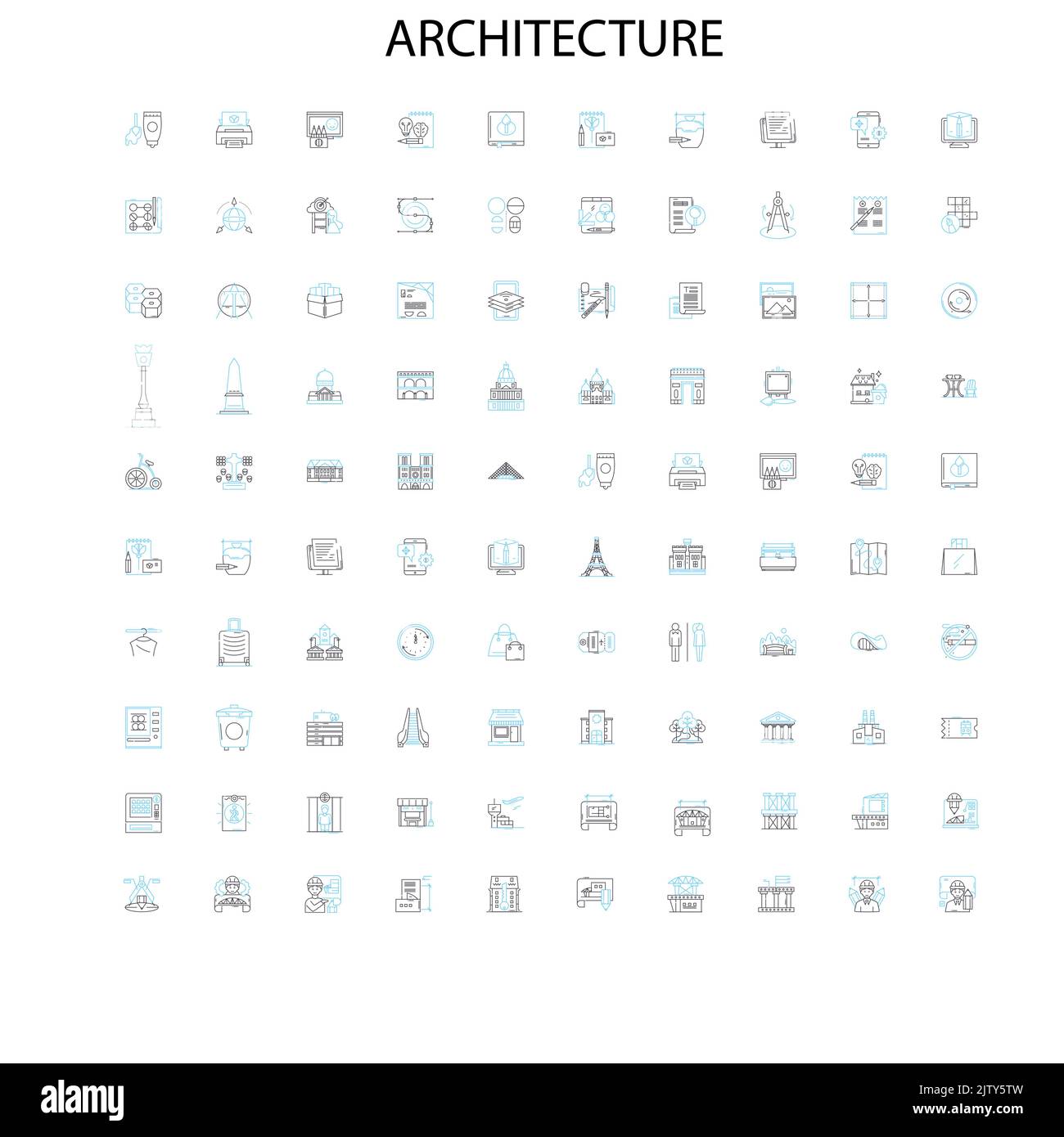 Architektur Symbole, Schilder, Umrisssymbole, Konzept lineare Illustration Linie Sammlung Stock Vektor