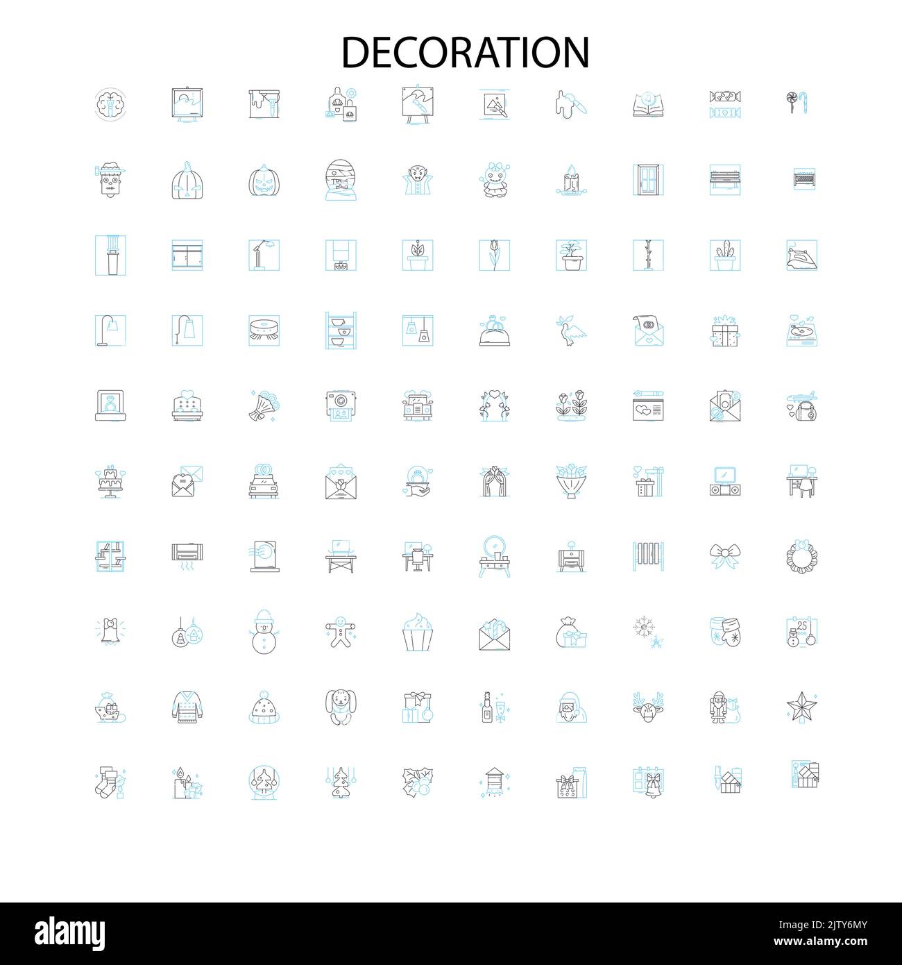 Dekoration Symbole, Schilder, Umrisssymbole, Konzept lineare Illustration Linie Sammlung Stock Vektor