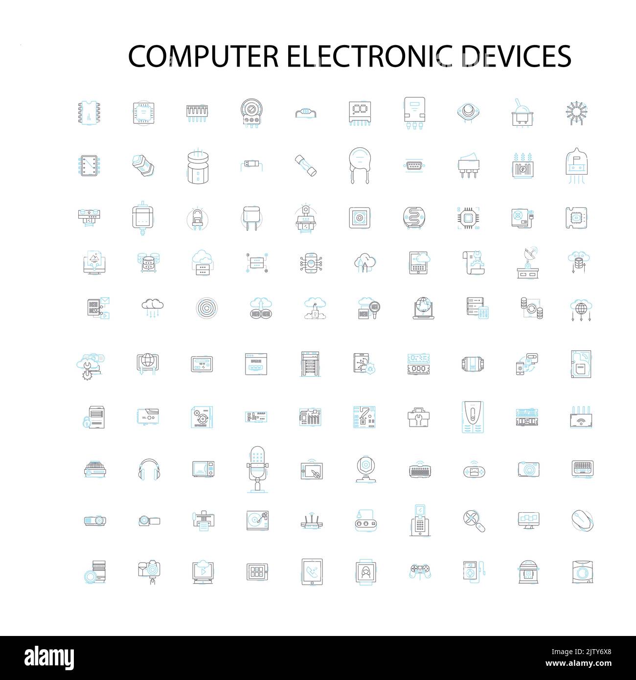 Computer elektronische Geräte Symbole, Schilder, Umrisssymbole, Konzept lineare Illustration Linie Sammlung Stock Vektor