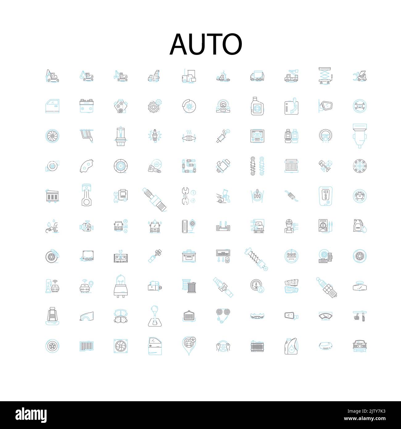 auto Symbole, Schilder, Umrisssymbole, Konzept lineare Illustration Linie Sammlung Stock Vektor
