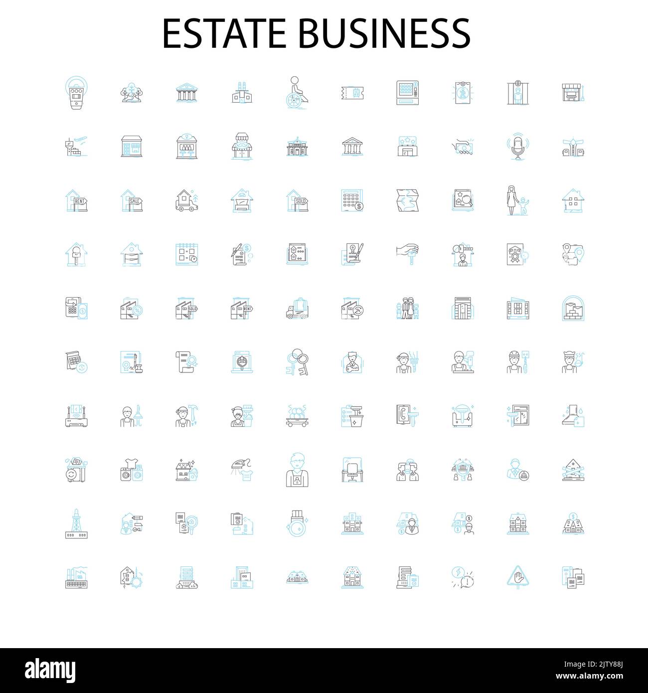 Symbole für die Immobilienplanung, Schilder, Umrisssymbole, Konzept lineare Illustration Linie Sammlung Stock Vektor