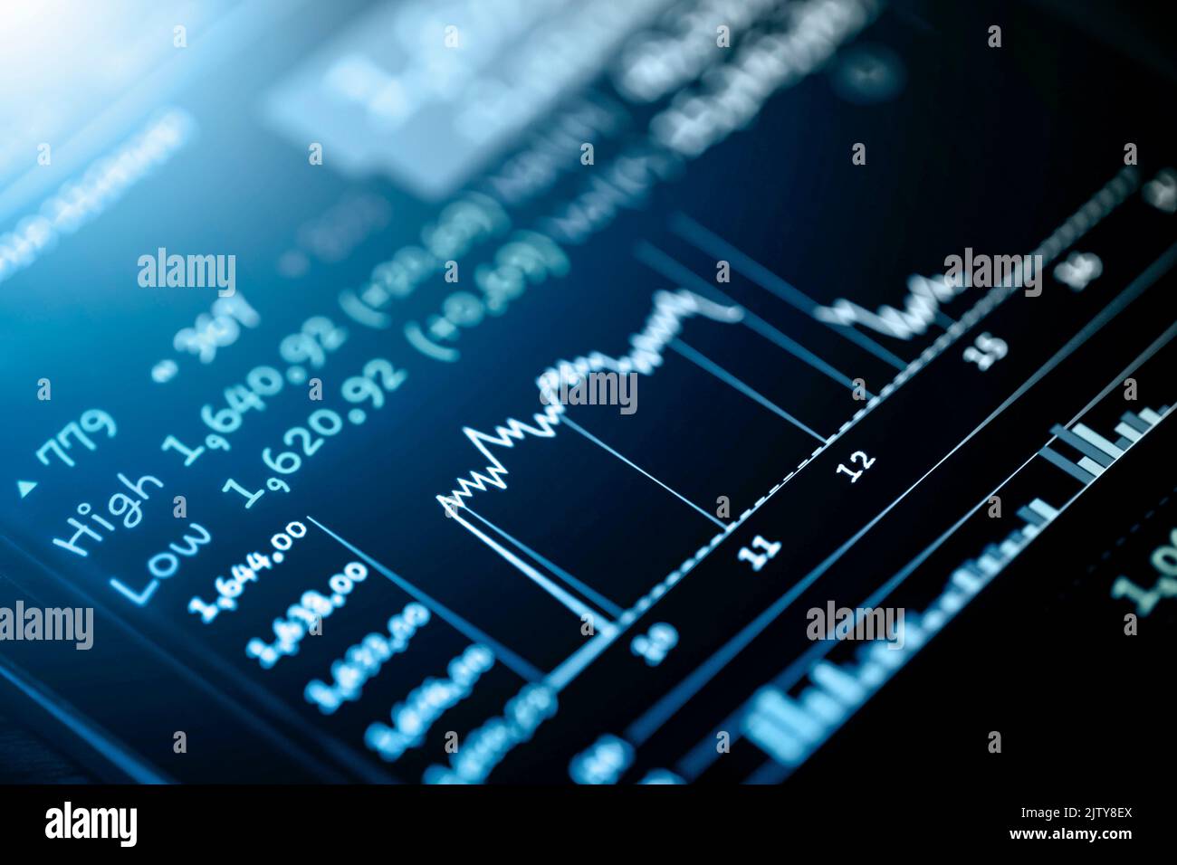 Börsenmarkt oder Handelsgraph auf LED-Display , Finanzinvestition und Wirtschaftstrends Konzept Stockfoto