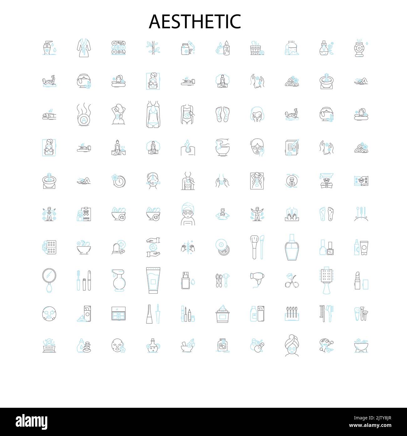 Ästhetische Symbole, Zeichen, Umrisssymbole, Konzept lineare Illustration Linie Sammlung Stock Vektor