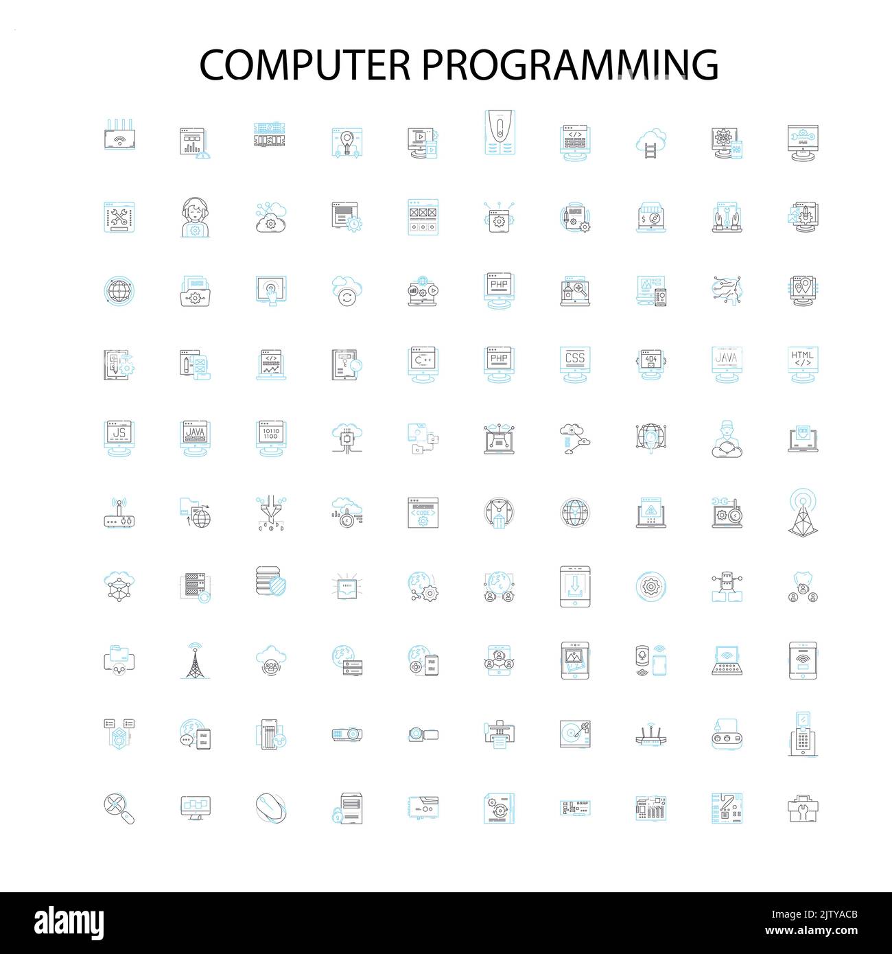 Computer-Programmierung Symbole, Schilder, Umrisssymbole, Konzept lineare Illustration Linie Sammlung Stock Vektor