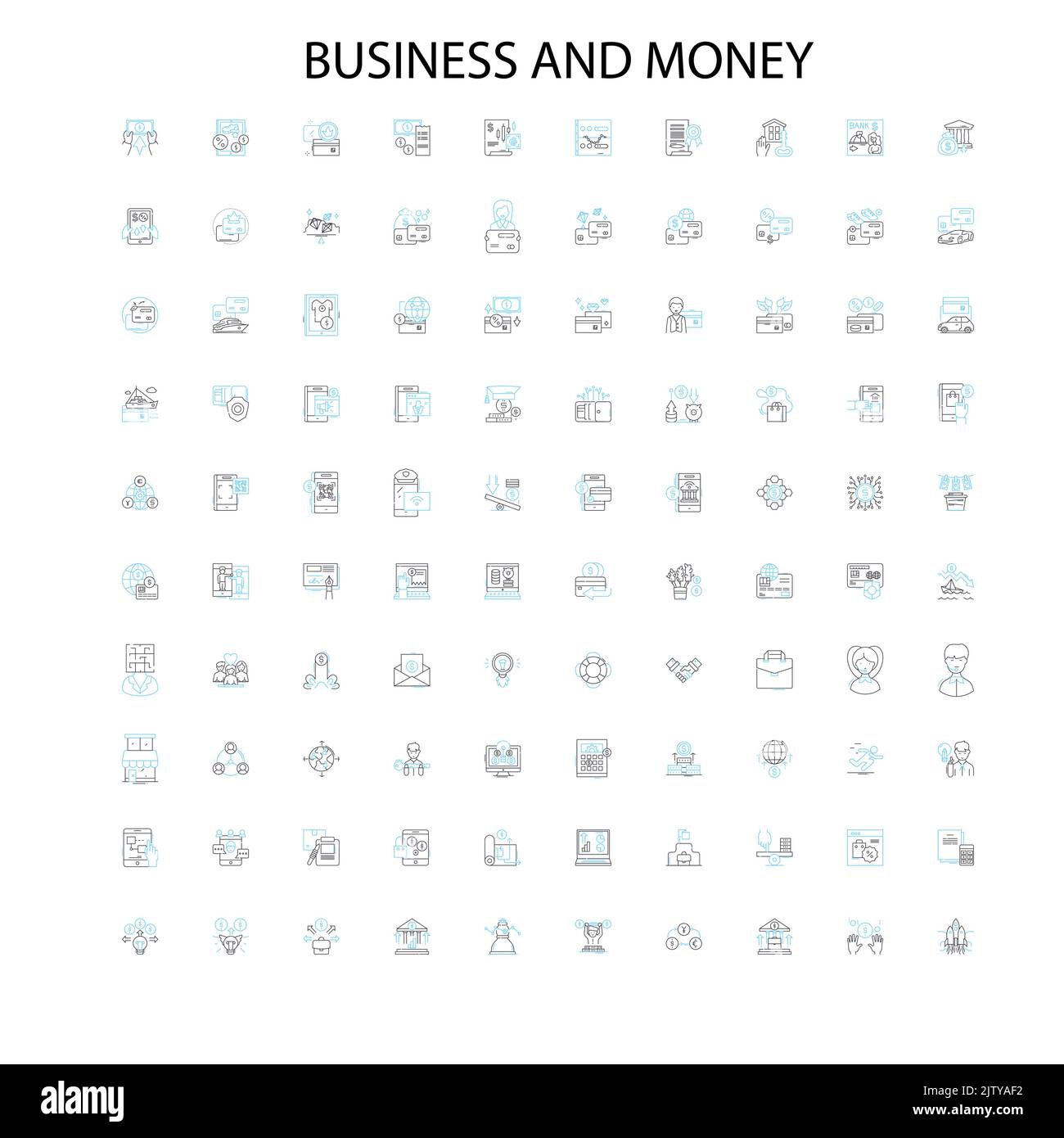 Business und Geld Symbole, Schilder, Umrisssymbole, Konzept lineare Illustration Linie Sammlung Stock Vektor