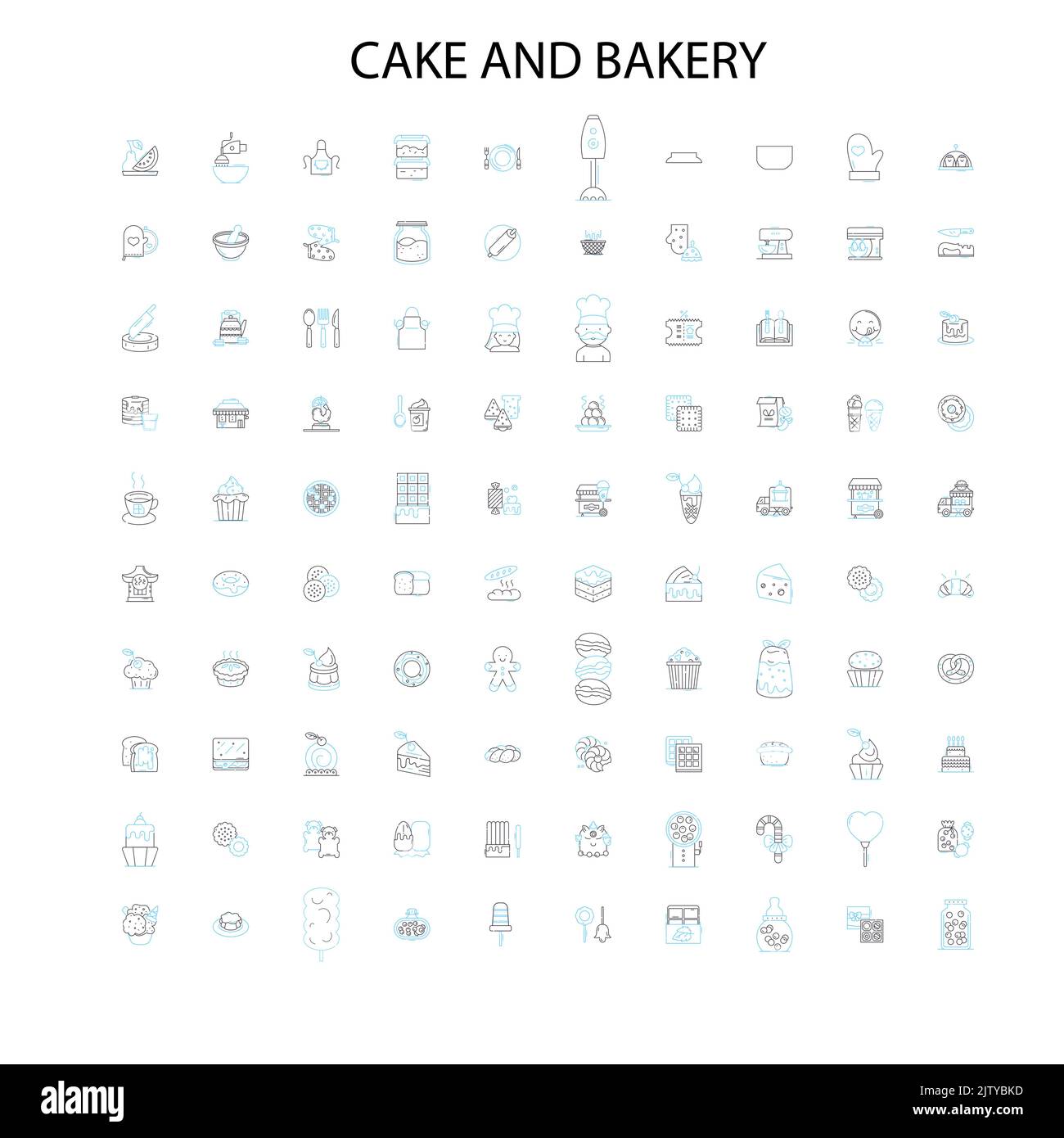 Kuchen und Bäckerei Symbole, Schilder, Umrisssymbole, Konzept lineare Illustration Linie Sammlung Stock Vektor