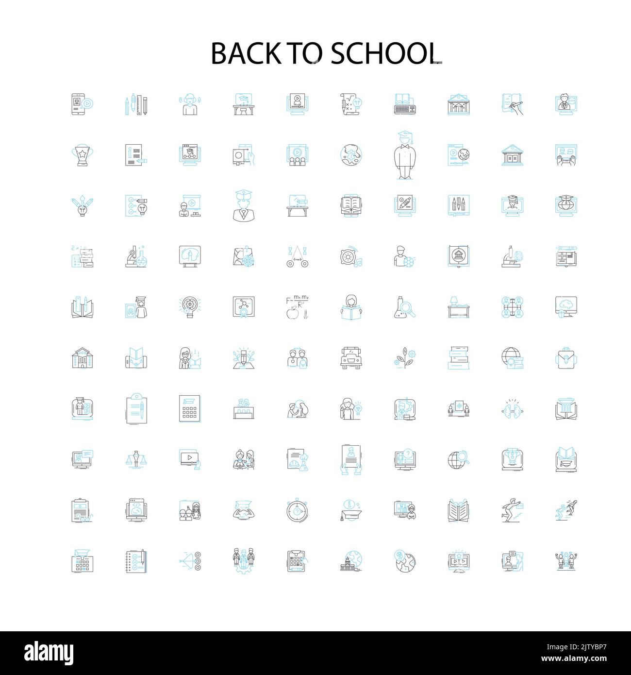 Zurück zur Schule Ikonen, Schilder, Umrisssymbole, Konzept lineare Illustration Linie Sammlung Stock Vektor