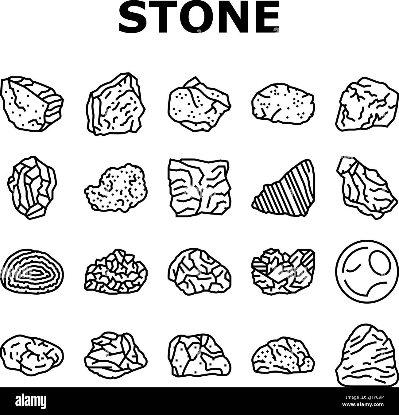 Stein Gestein Textur Natur Symbole setzen Vektor Stock Vektor