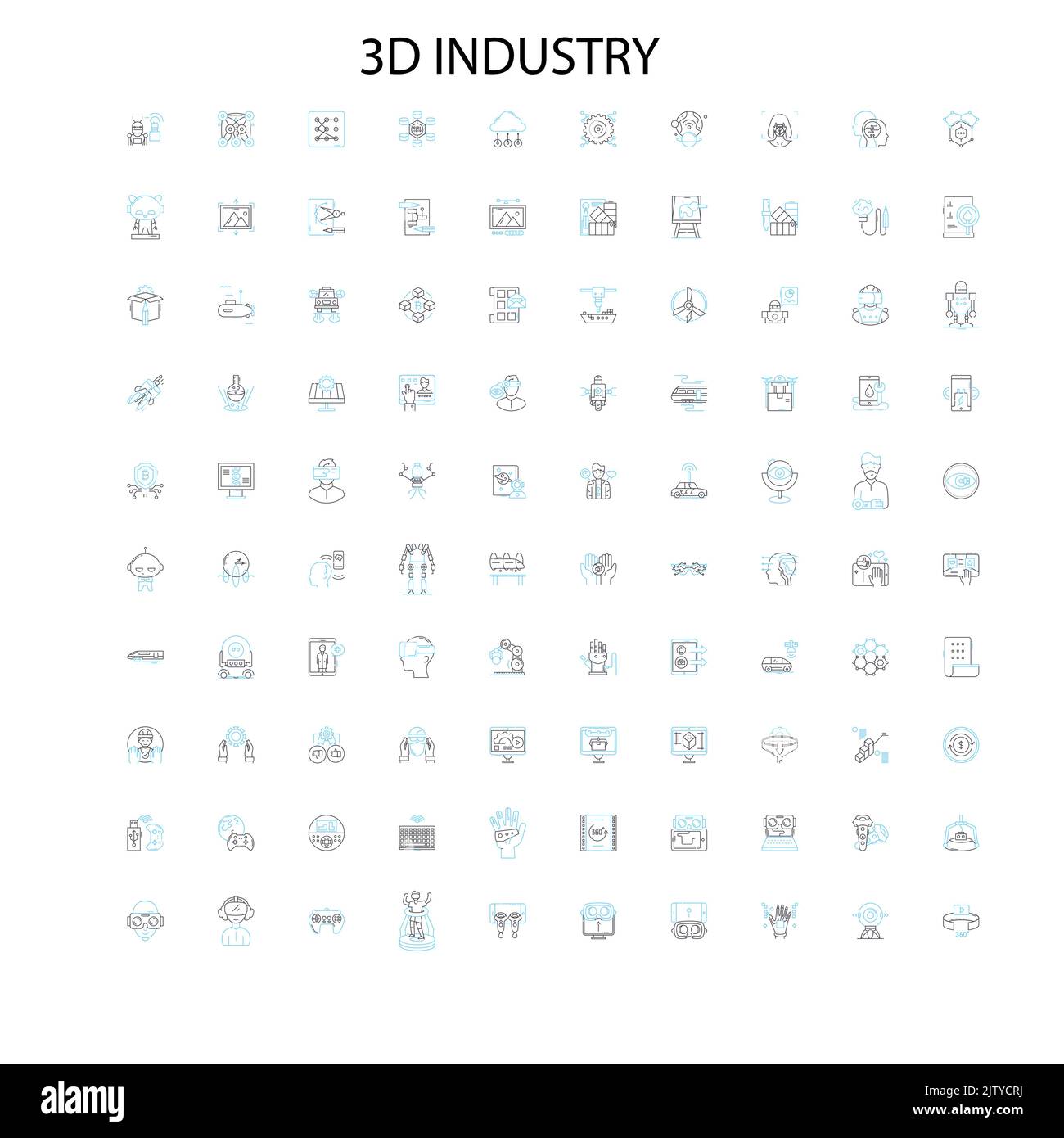 3D Industrie-Symbole, Schilder, Umrisssymbole, Konzept lineare Illustration Linie Sammlung Stock Vektor