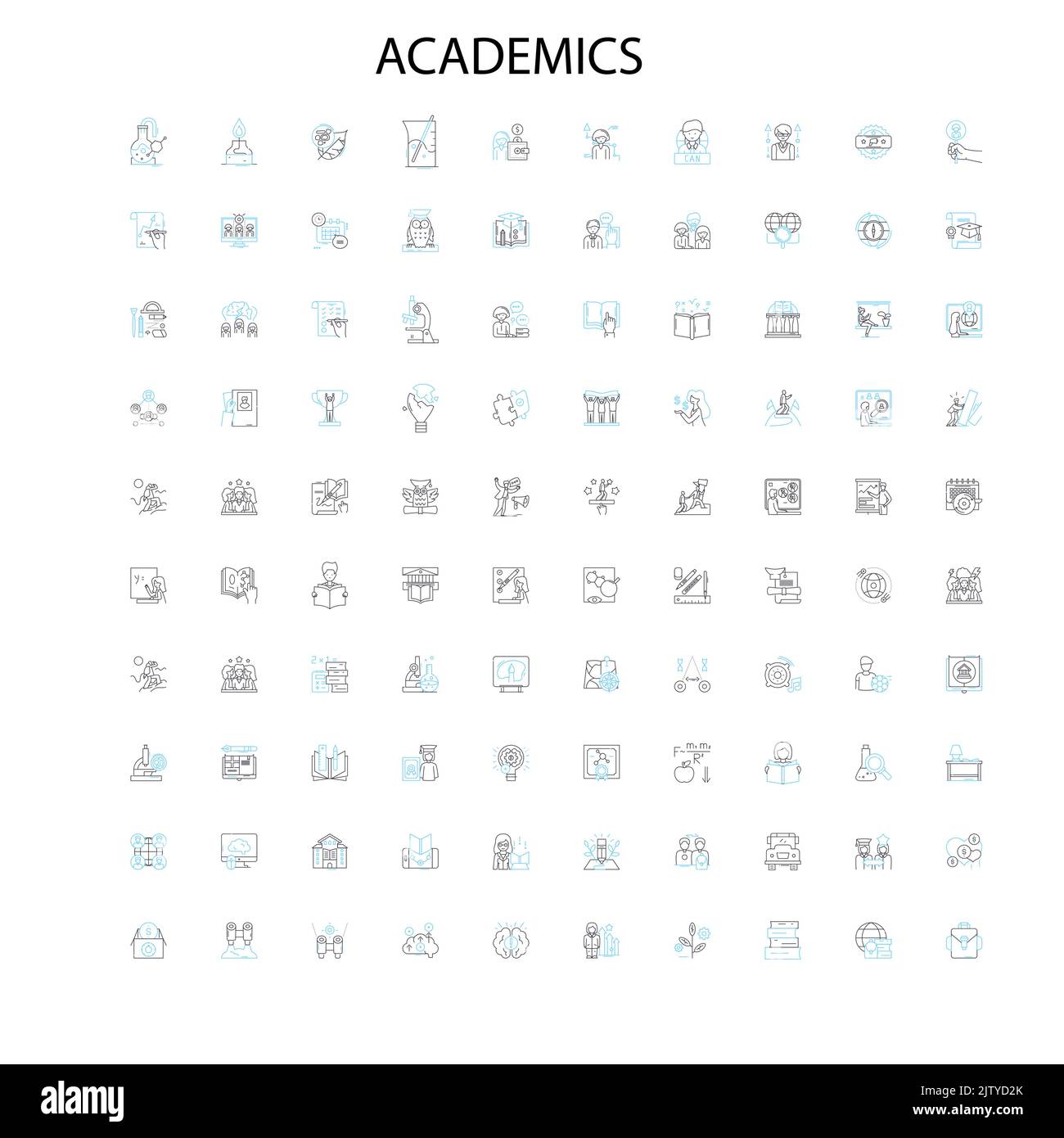 Akademiker Symbole, Schilder, Umrisssymbole, Konzept lineare Illustration Linie Sammlung Stock Vektor