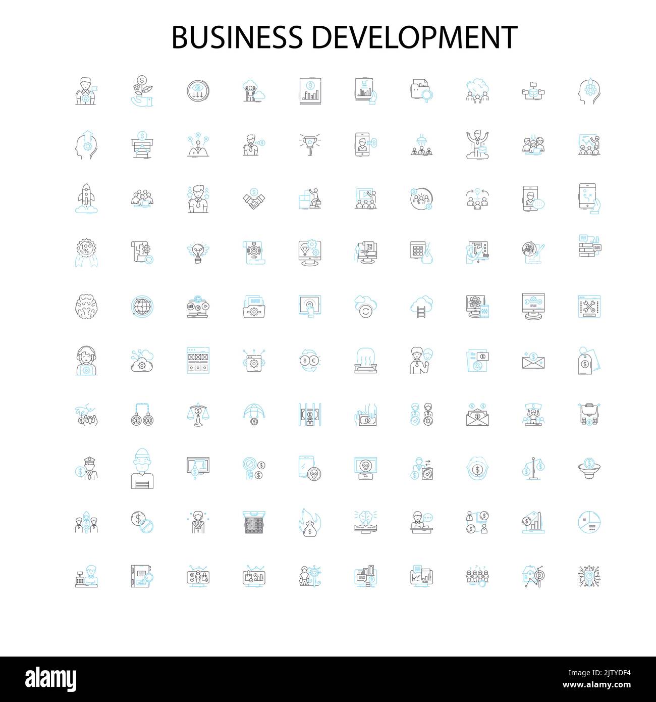 Business Development Symbole, Schilder, Umrisssymbole, Konzept lineare Illustration Linie Sammlung Stock Vektor