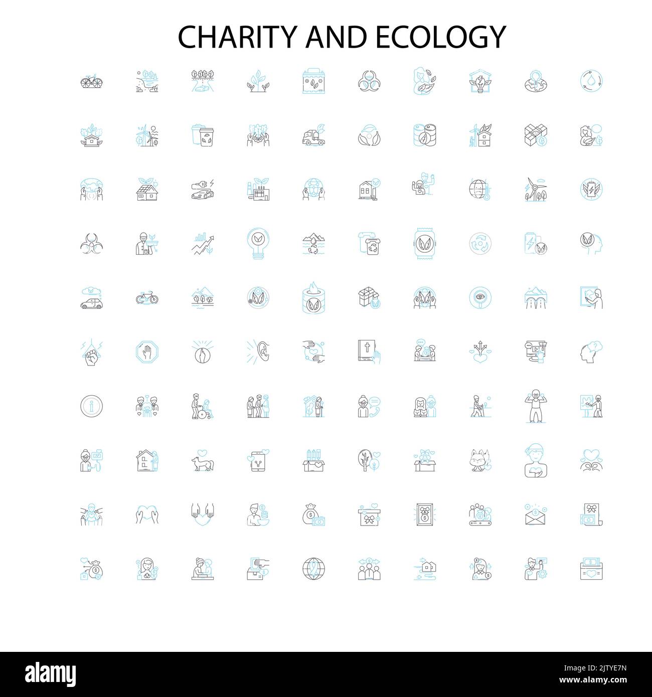 Charity und Ökologie Symbole, Zeichen, Umrisssymbole, Konzept lineare Illustration Linie Sammlung Stock Vektor