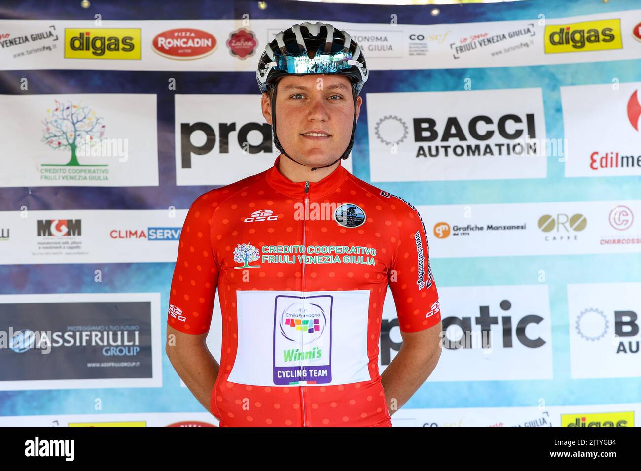 Colloredo Di Monte Albano, Italien. 02. September 2022. Davide Daporto INEMILIAROMAGNA während des Giro del Fiuli Venezia Giulia U23 - Tappa 2 - Fagagna-Colloredo di Monte Albano, Street Cycling in Colloredo di Monte Albano, Italien, September 02 2022 Quelle: Independent Photo Agency/Alamy Live News Stockfoto