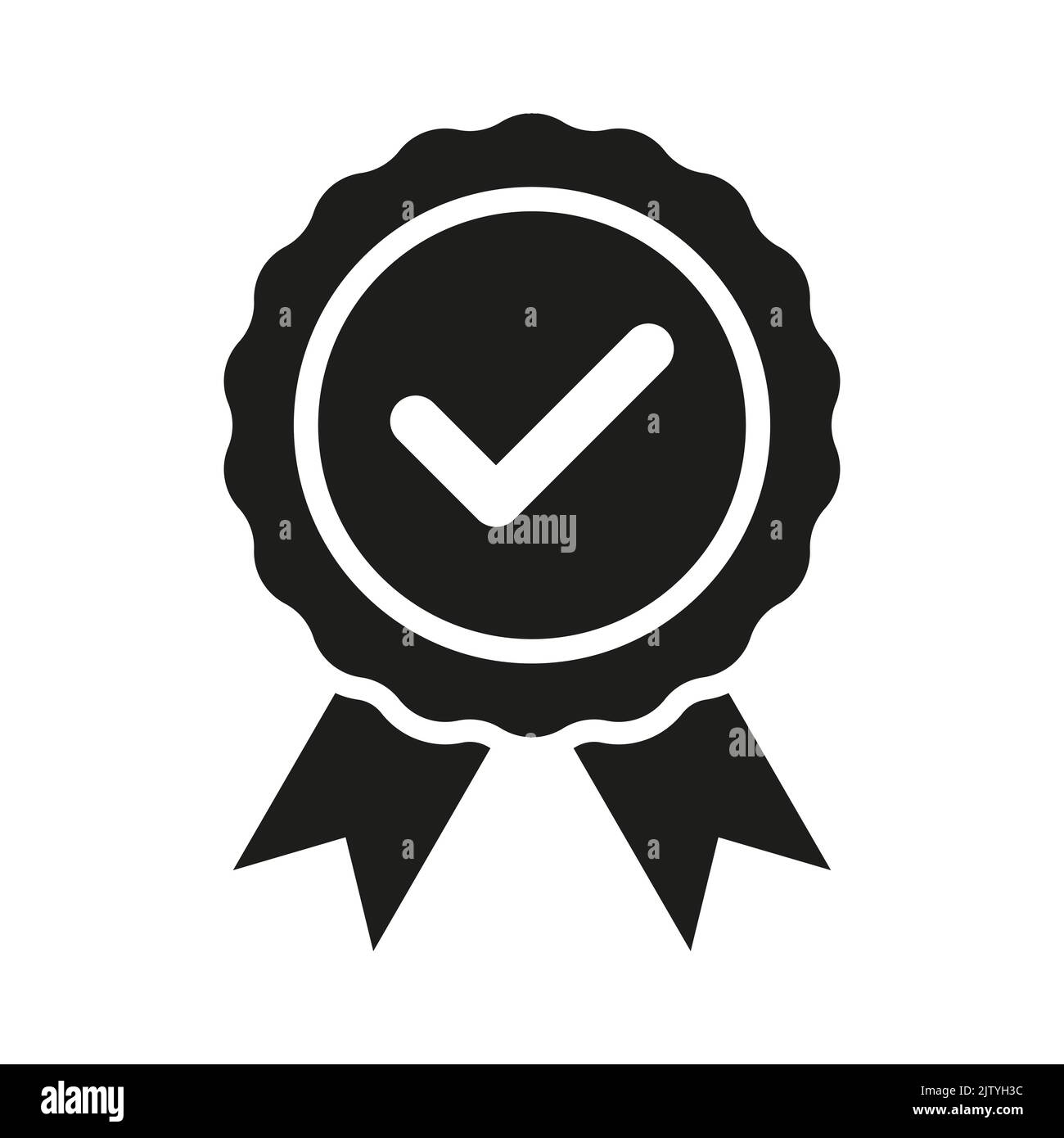 Schwarzes Vektorsymbol auf weißem Hintergrund zertifizieren Stock Vektor