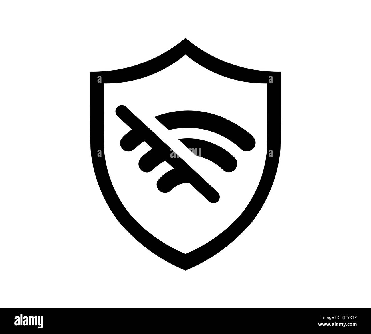 Kein WiFi-Symbol. Kein wi-Fi-Zeichen Symbol Schutz Logo-Design. Keine drahtlosen Verbindungen, kein Wi-Fi-Vektor-Design und Abbildung. Stock Vektor